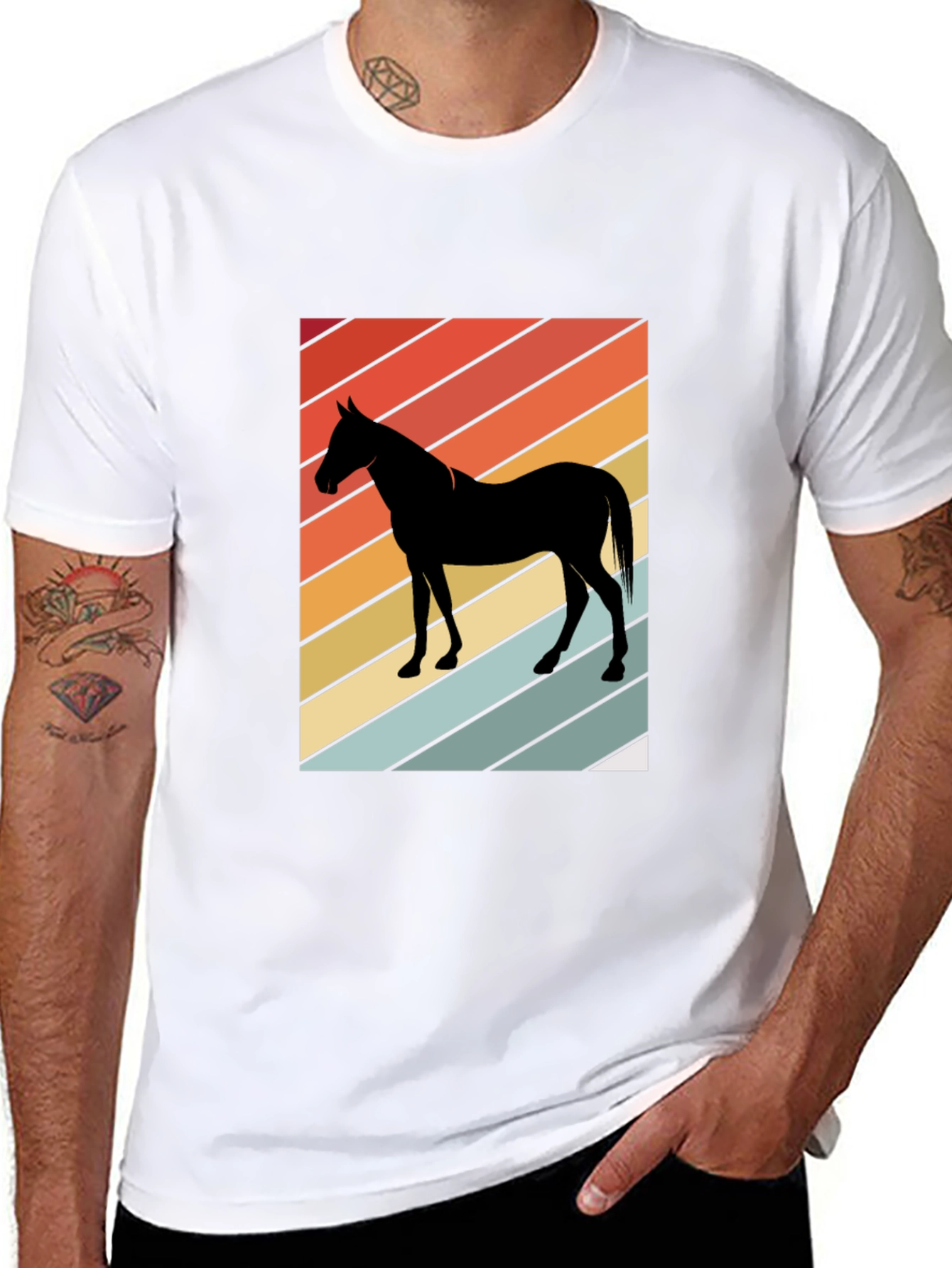 Retro Horse Graphic Tee - Stylish Black T-Shirt