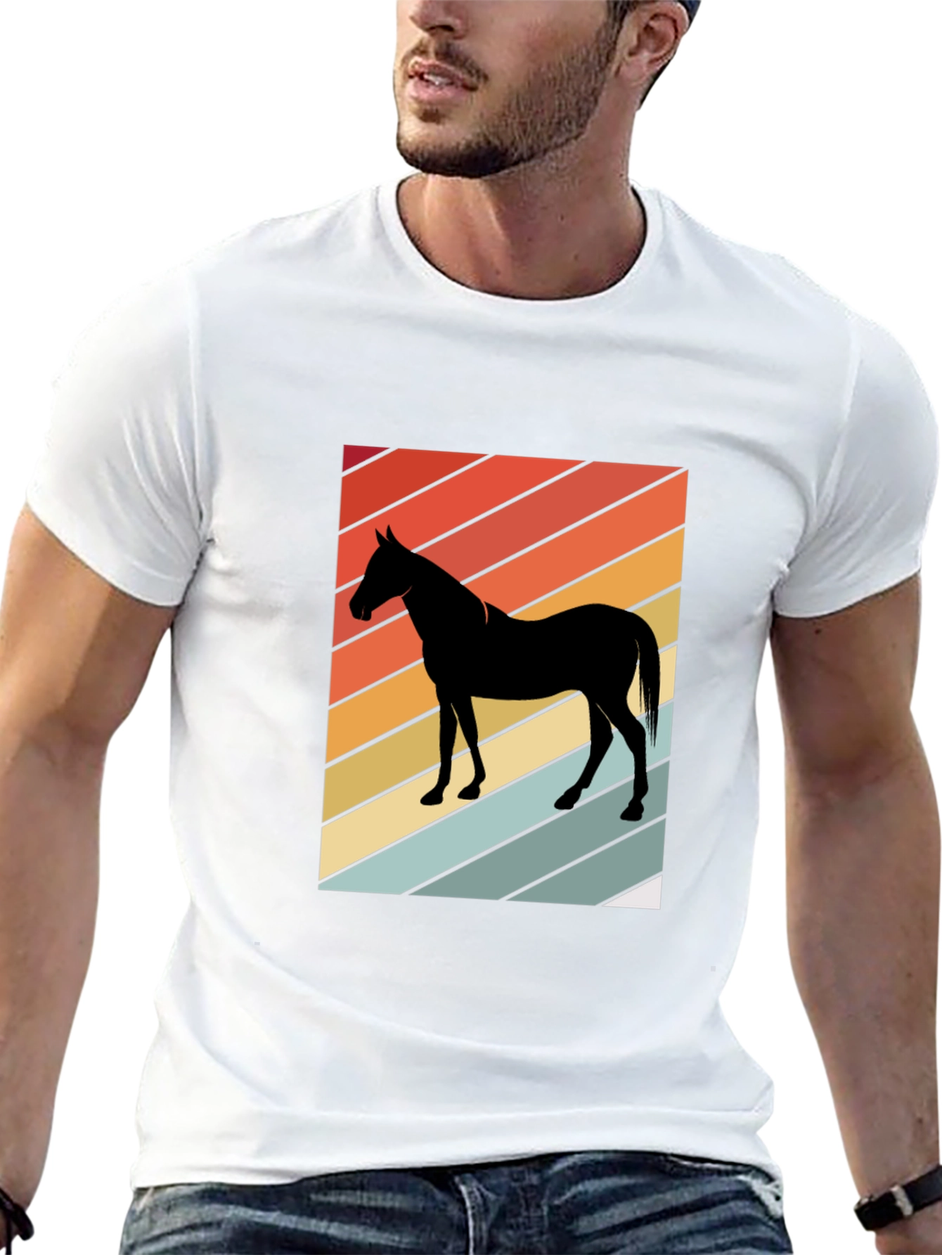 Retro Horse Graphic Tee - Stylish Black T-Shirt