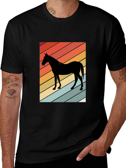 Retro Horse Graphic Tee - Stylish Black T-Shirt