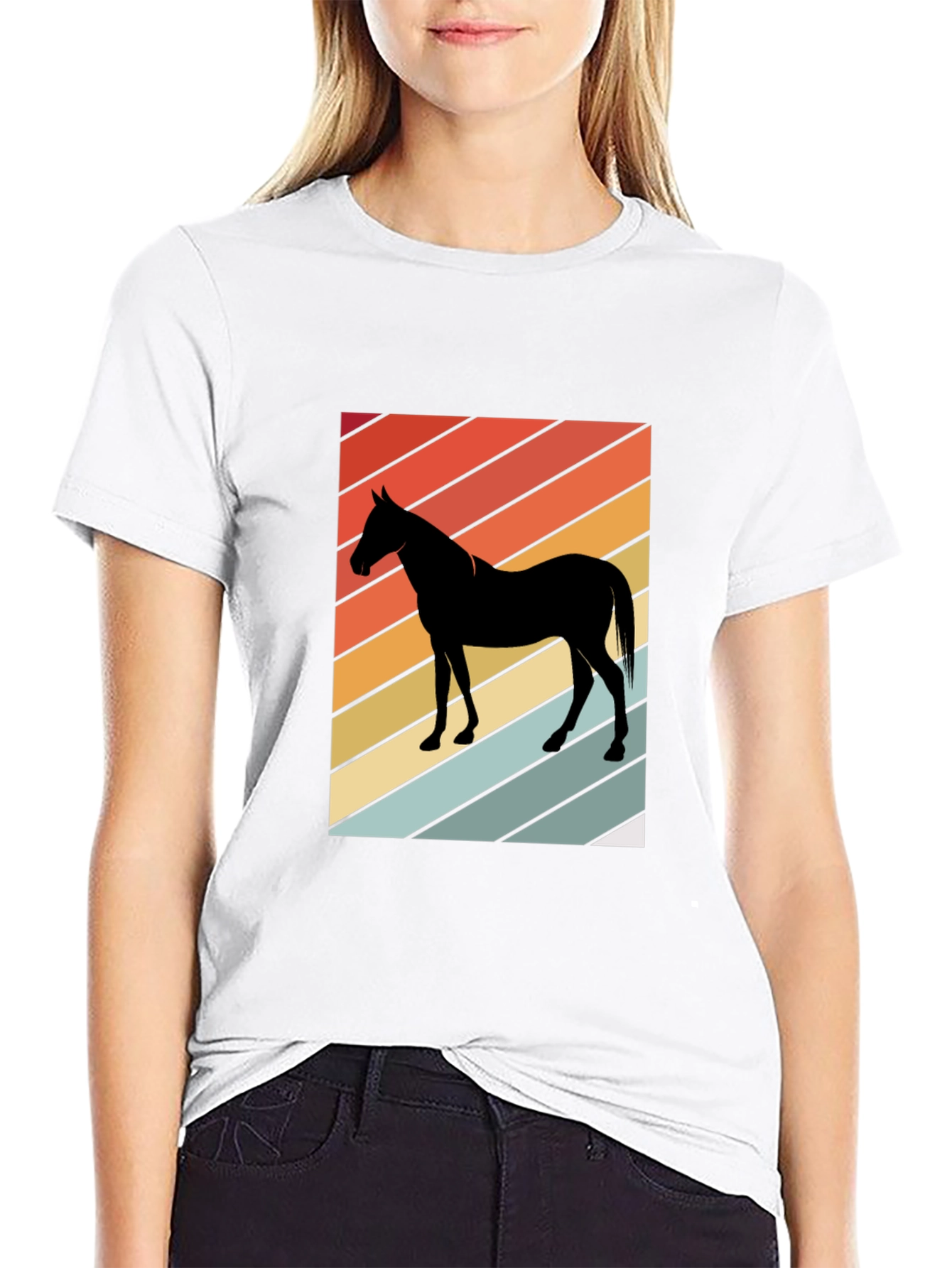 Retro Horse Graphic Tee - Stylish Black T-Shirt