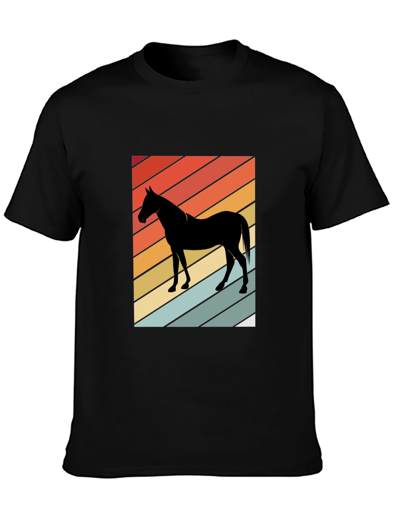 Retro Horse Graphic Tee - Stylish Black T-Shirt