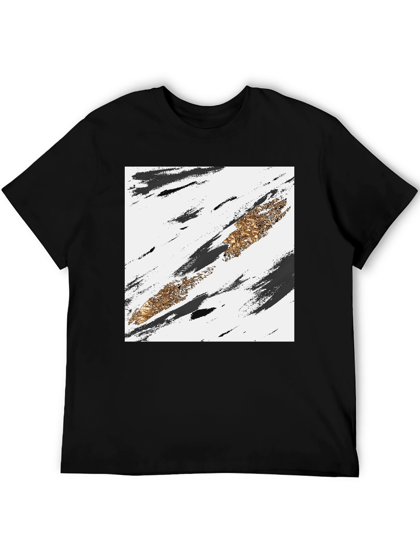 Abstract Gold Stripe Black T-Shirt
