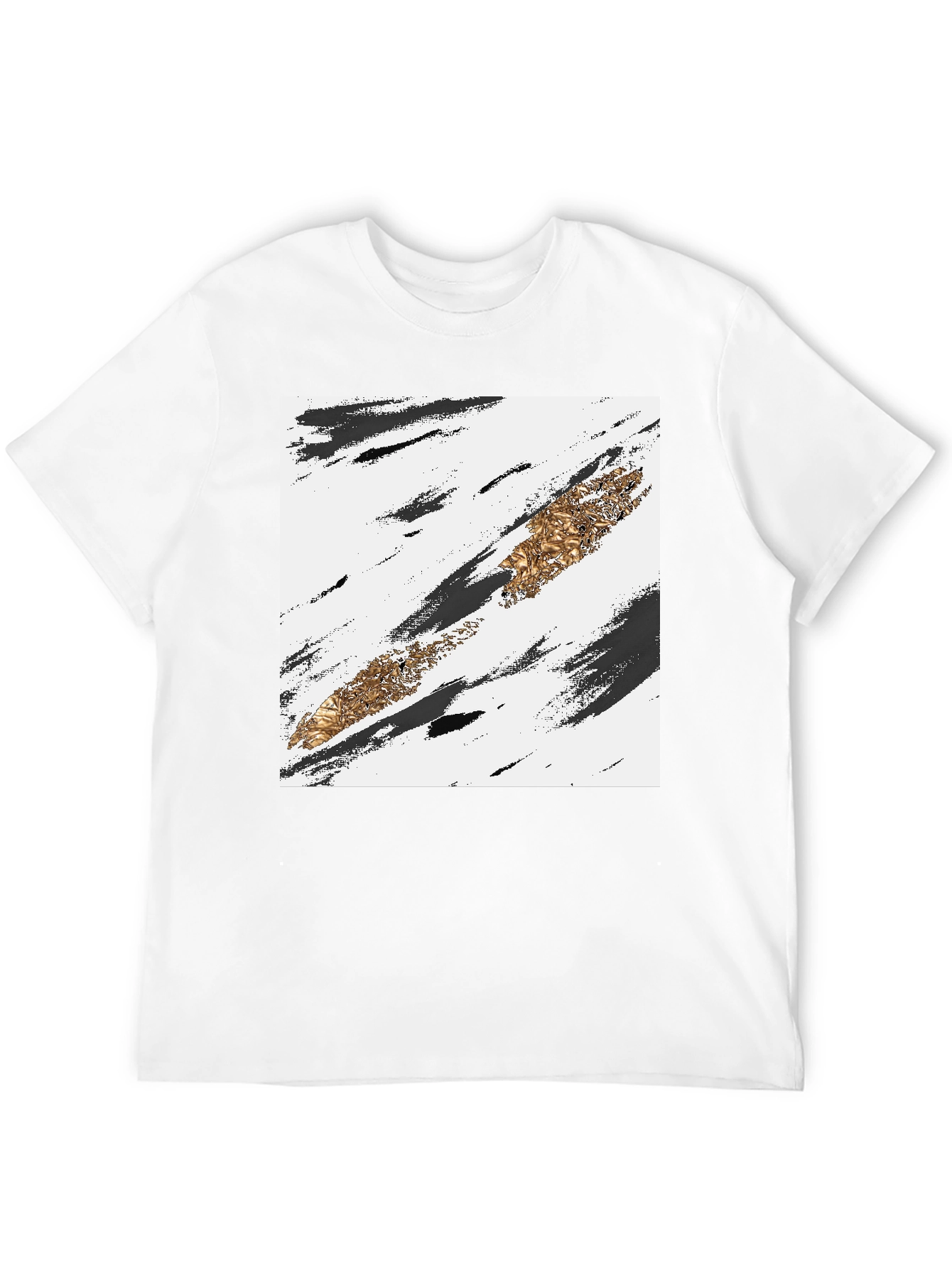 Abstract Gold Stripe Black T-Shirt