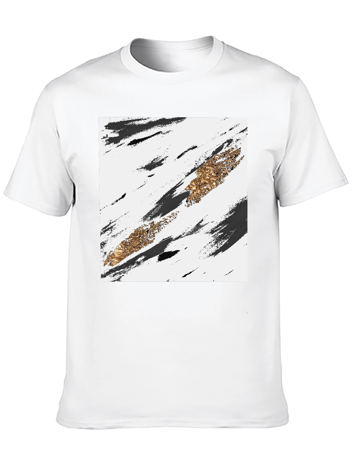 Abstract Gold Stripe Black T-Shirt