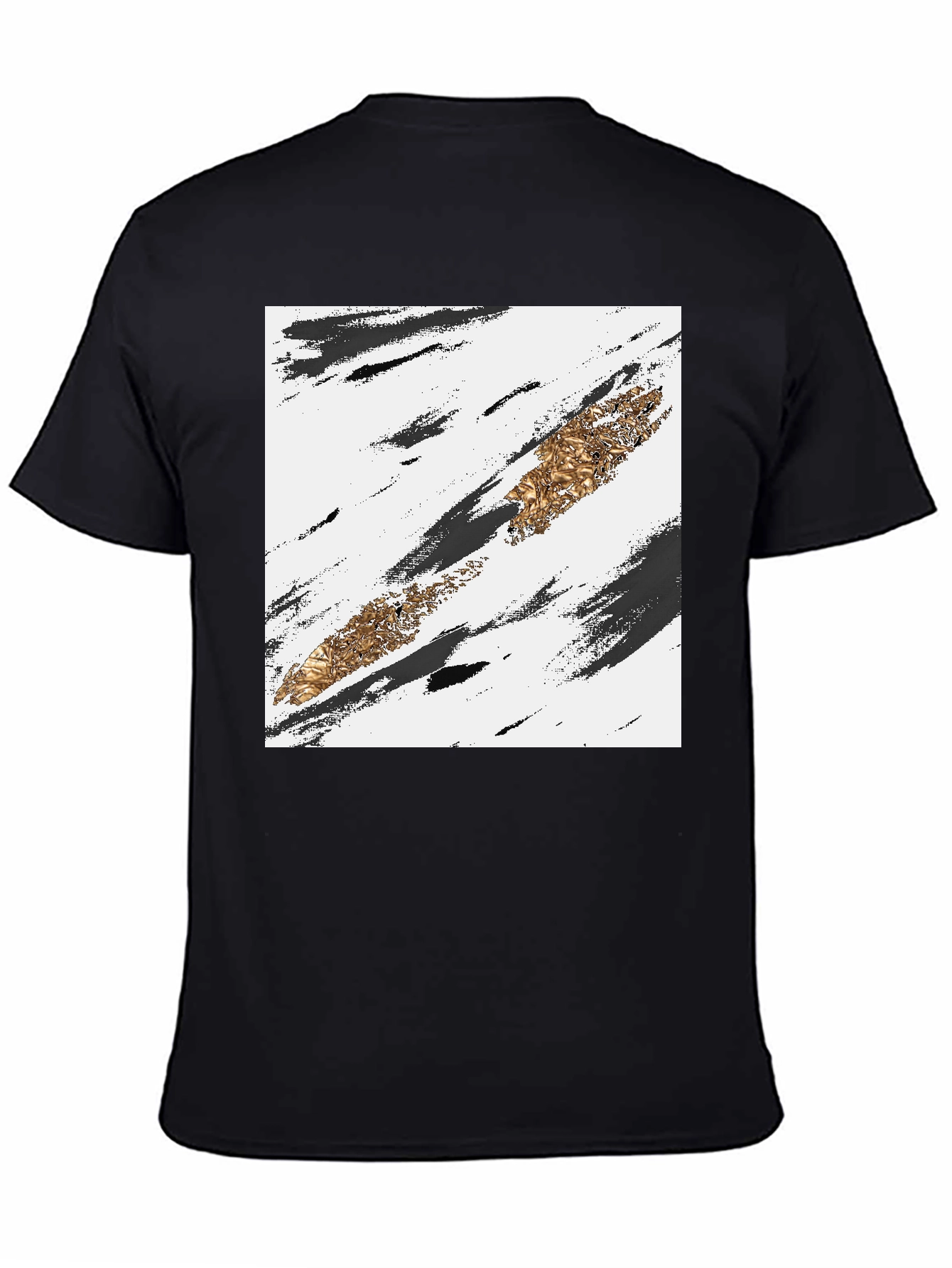 Abstract Gold Stripe Black T-Shirt