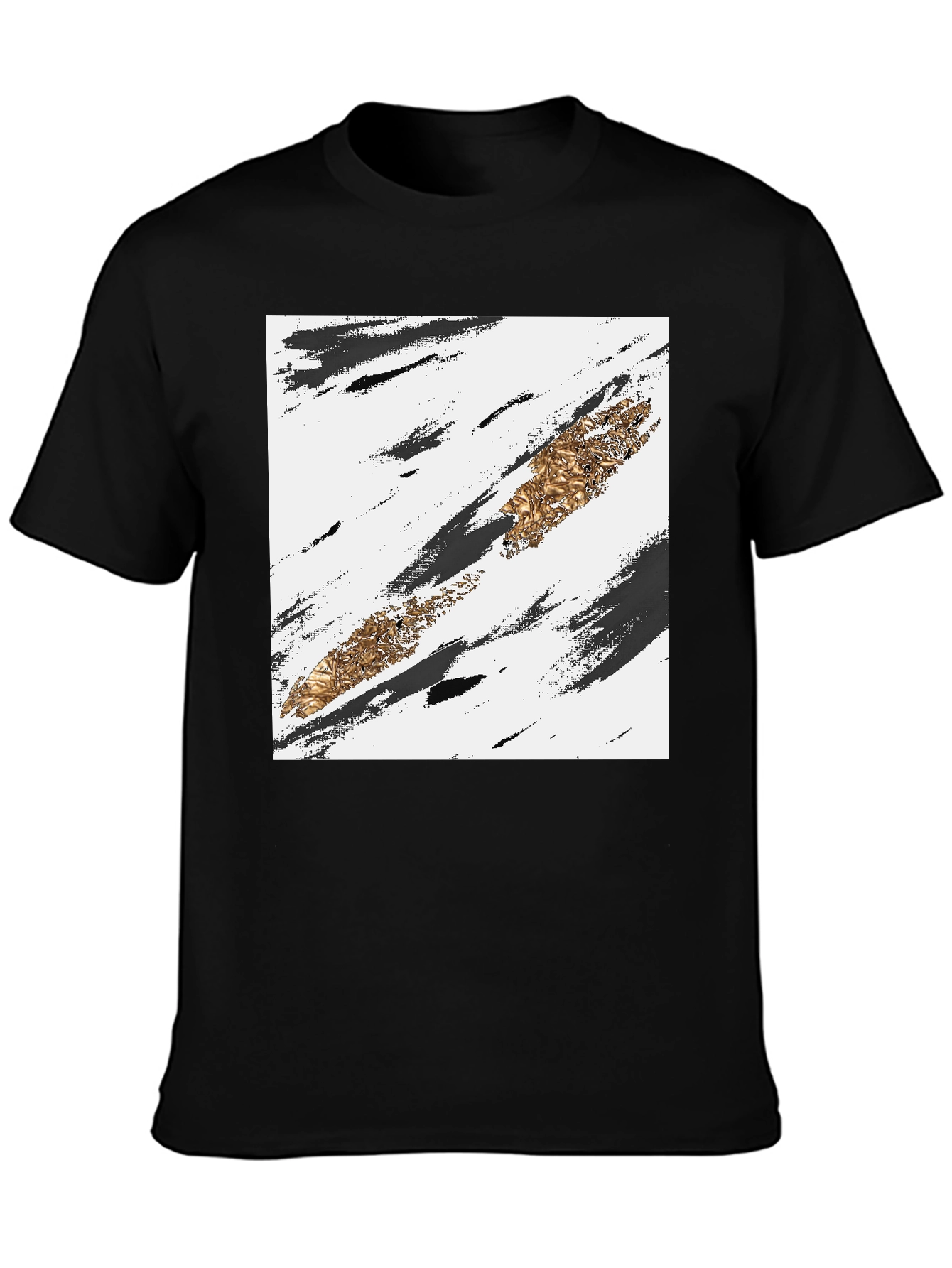 Abstract Gold Stripe Black T-Shirt