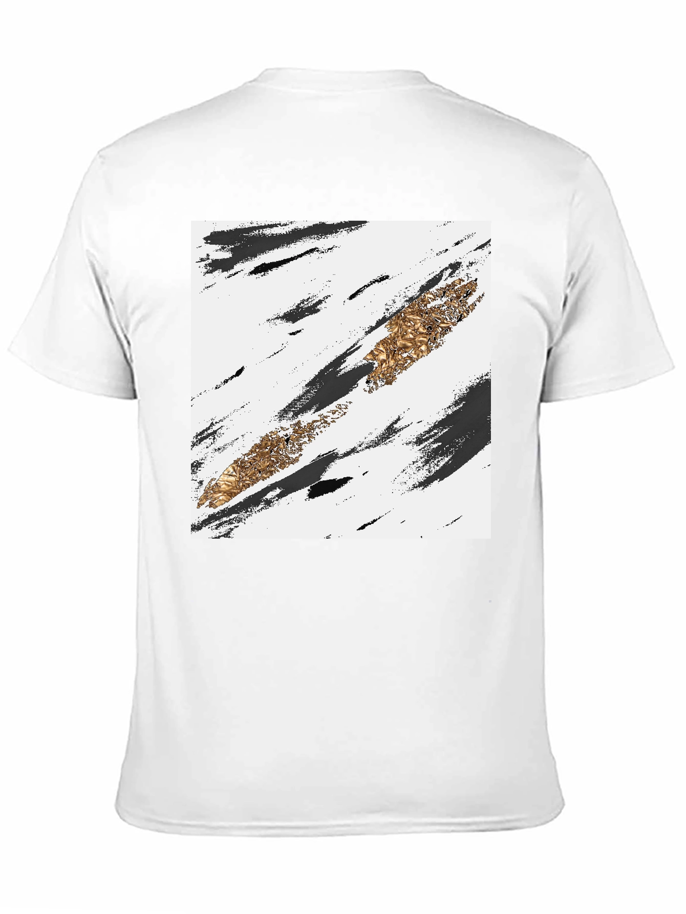 Abstract Gold Stripe Black T-Shirt