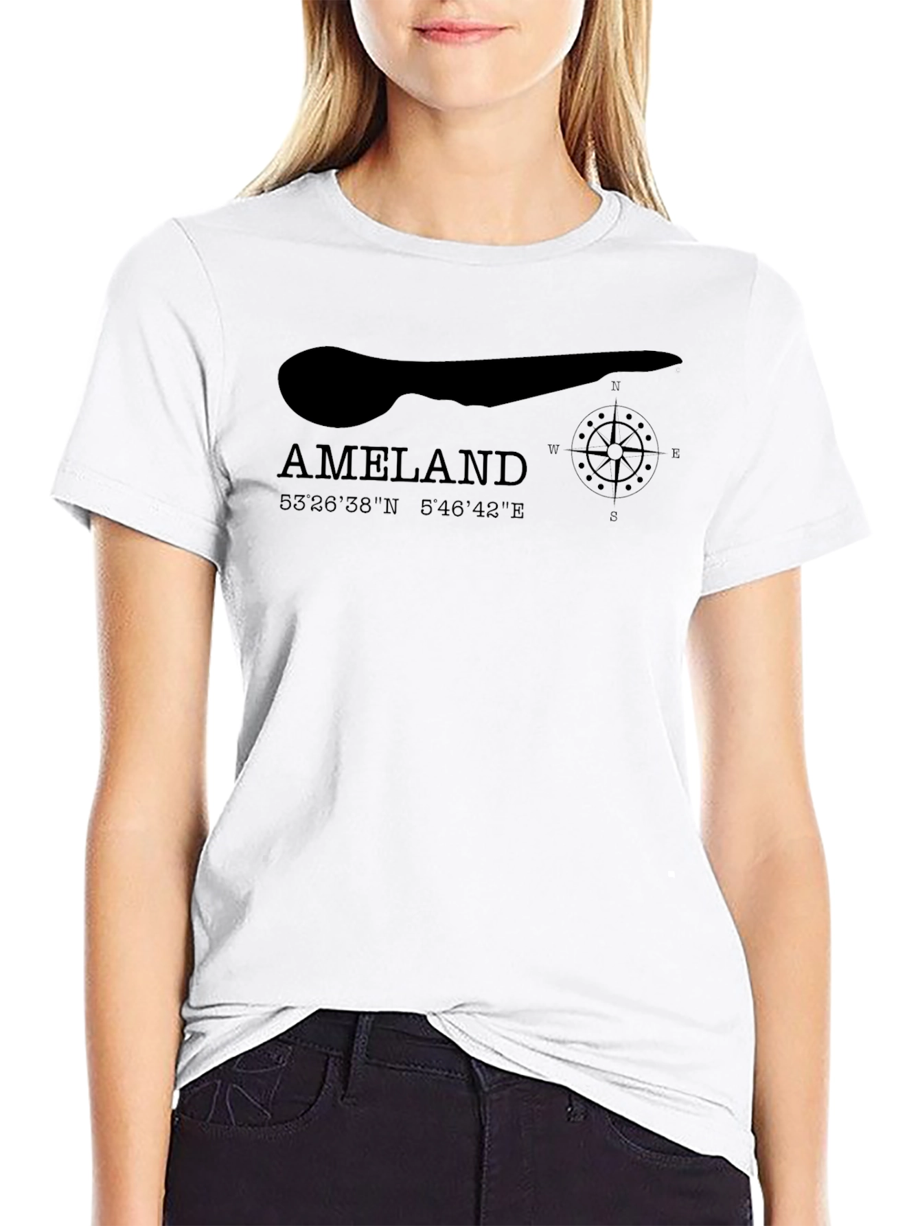 Ameland Island Graphic Tee - Black Cotton T-Shirt