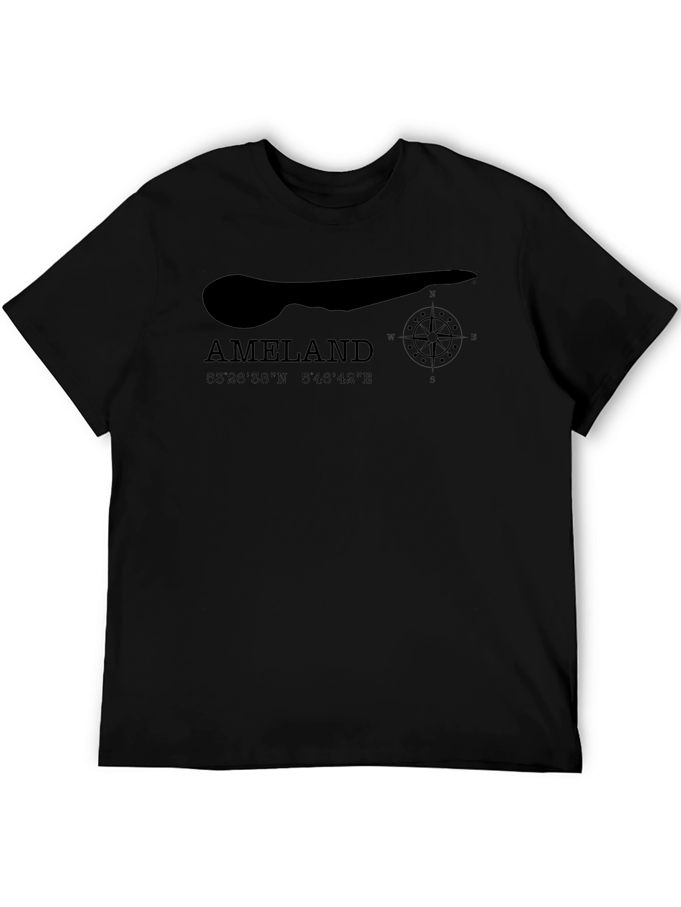 Ameland Island Graphic Tee - Black Cotton T-Shirt