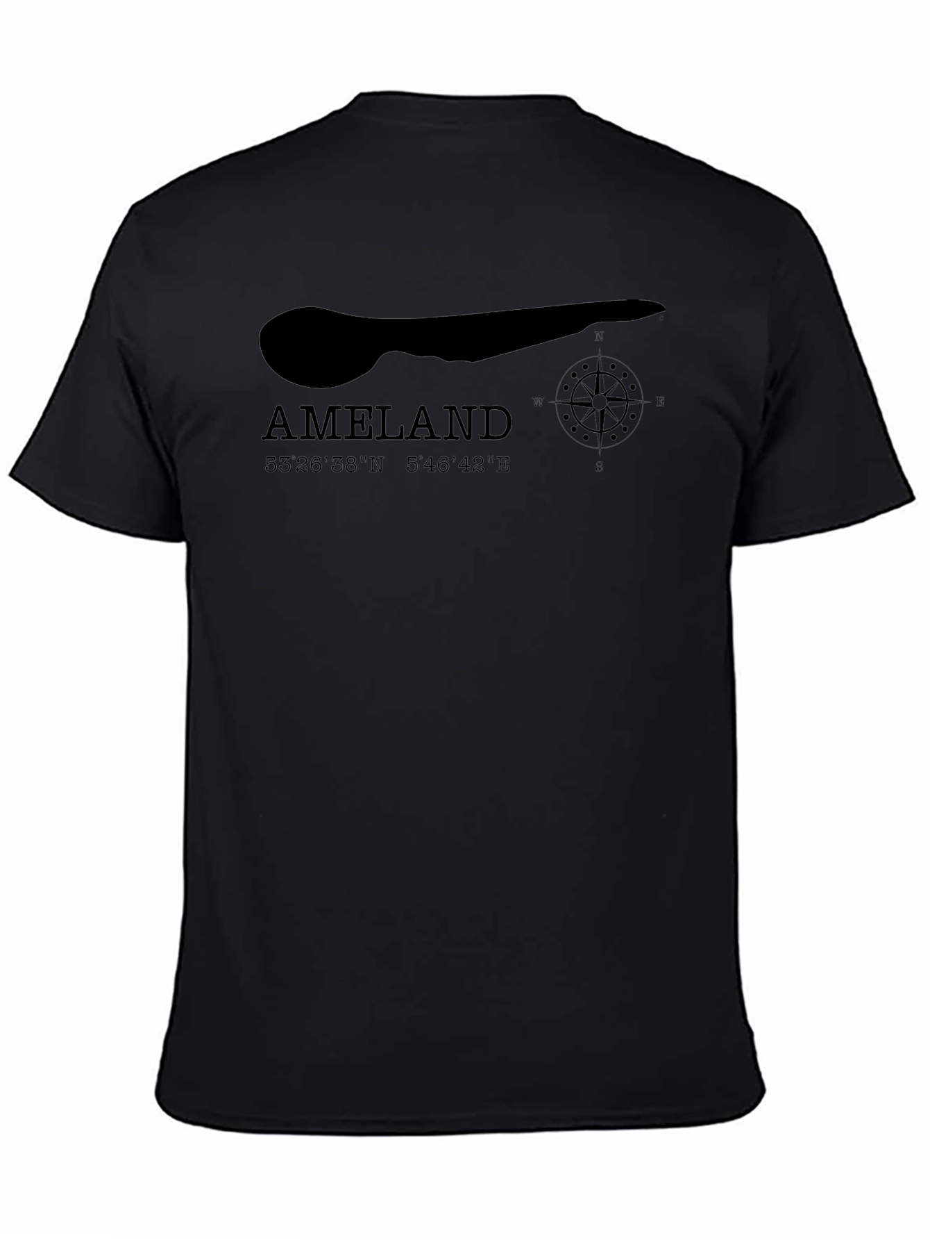 Ameland Island Graphic Tee - Black Cotton T-Shirt
