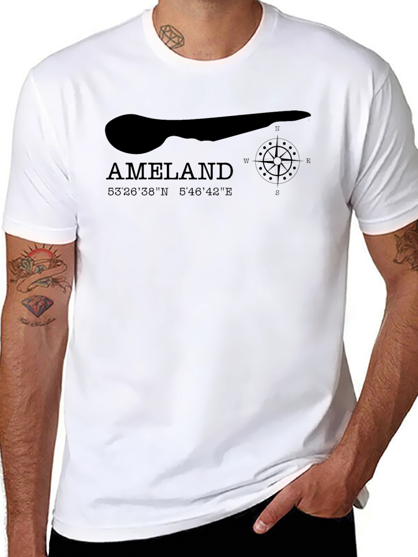 Ameland Island Graphic Tee - Black Cotton T-Shirt