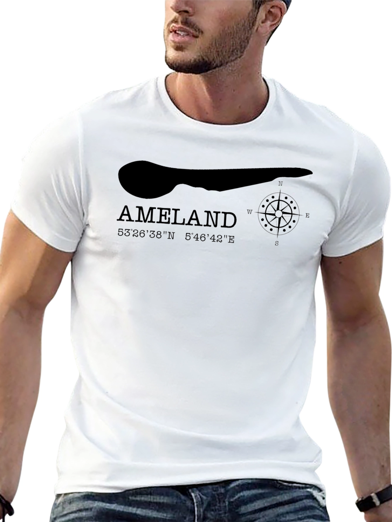 Ameland Island Graphic Tee - Black Cotton T-Shirt