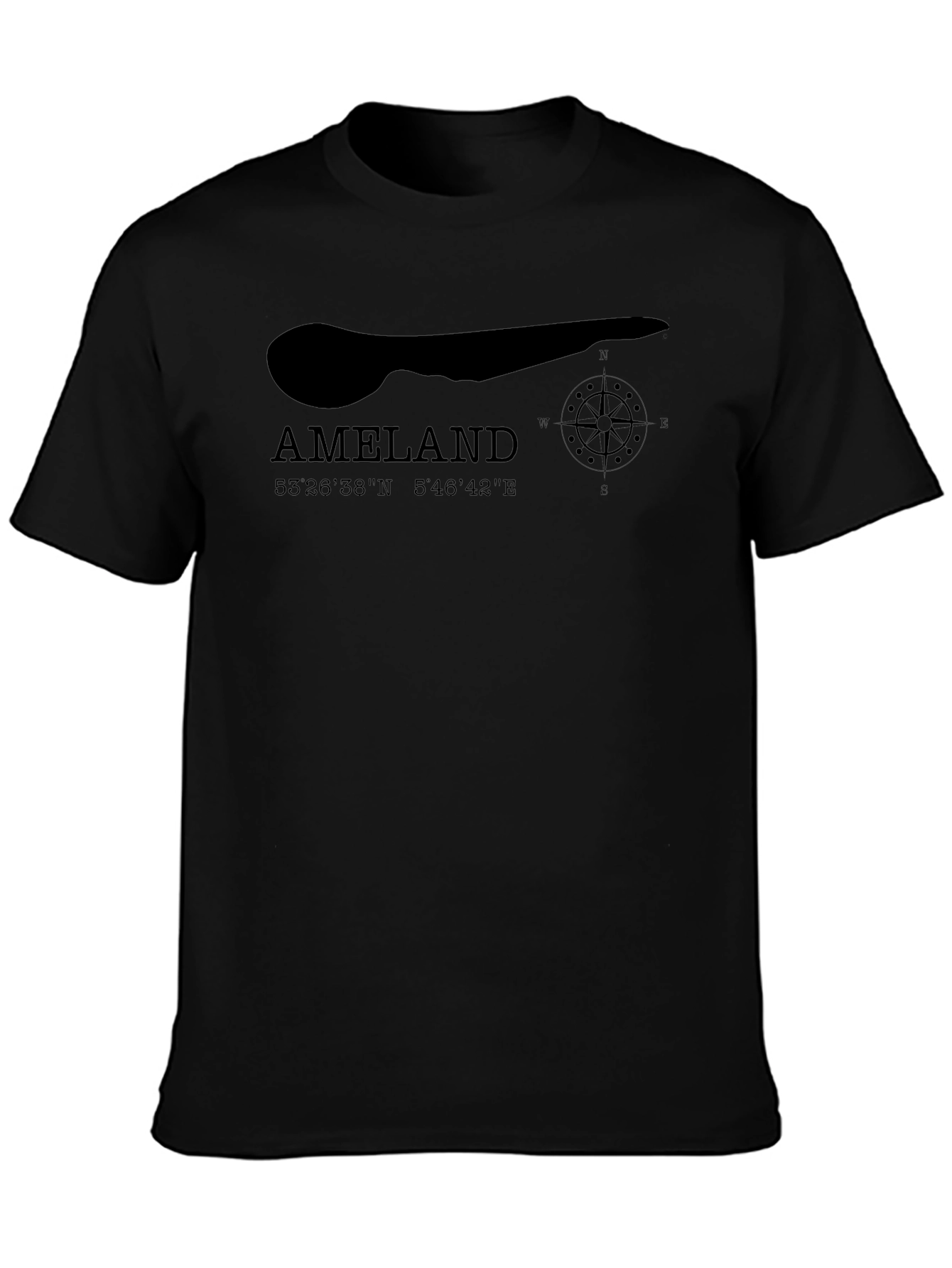 Ameland Island Graphic Tee - Black Cotton T-Shirt