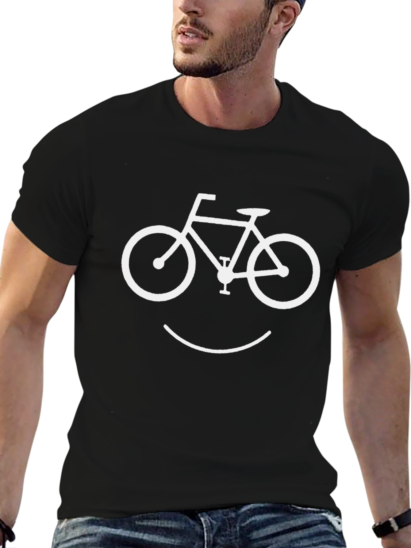 Bike Smile Graphic T-Shirt - Cool Casual Tee
