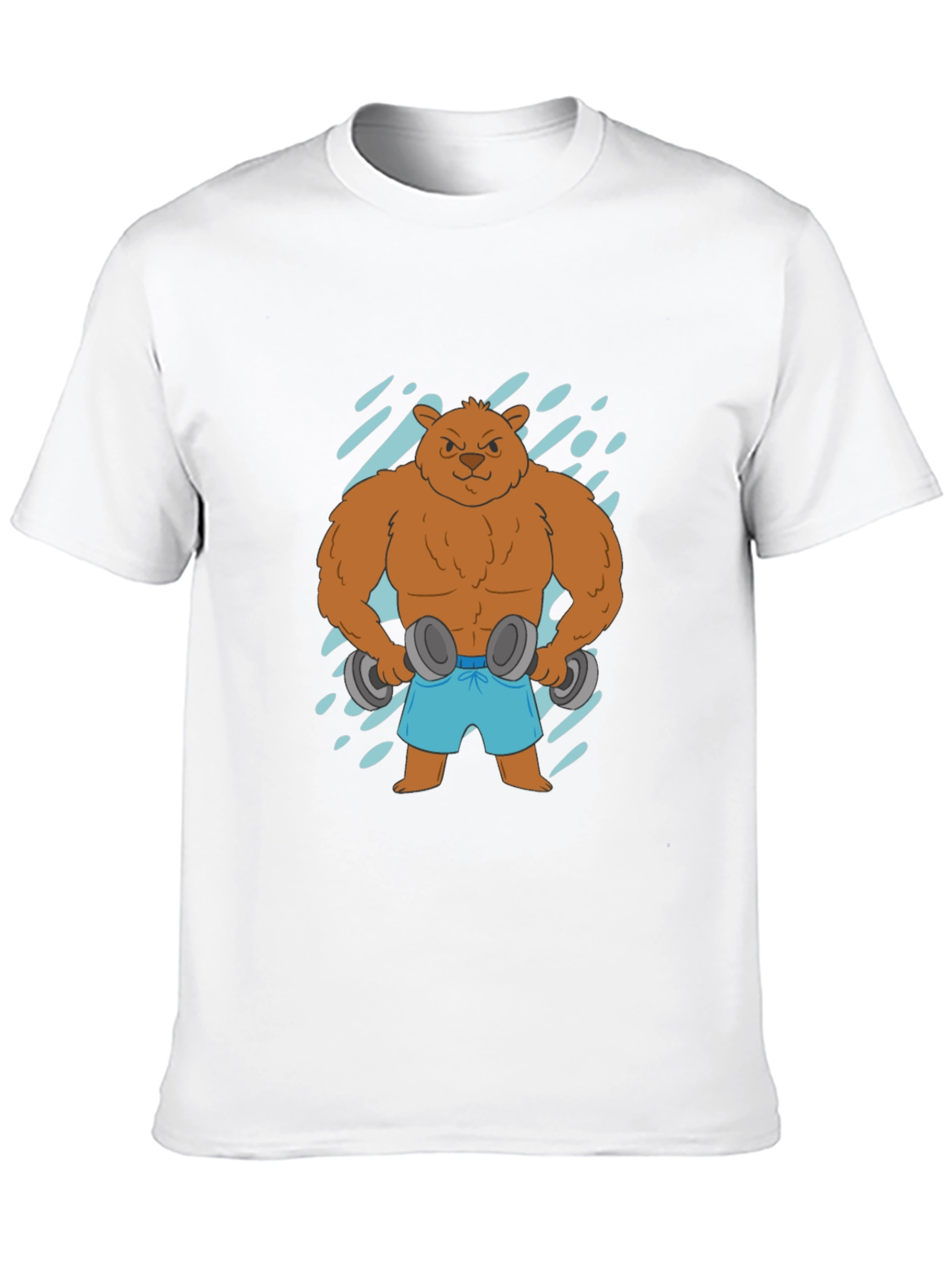 Workout Bear Graphic Tee - Black Cotton T-Shirt