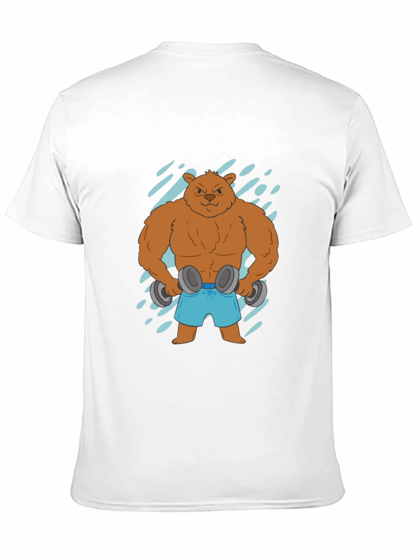 Workout Bear Graphic Tee - Black Cotton T-Shirt
