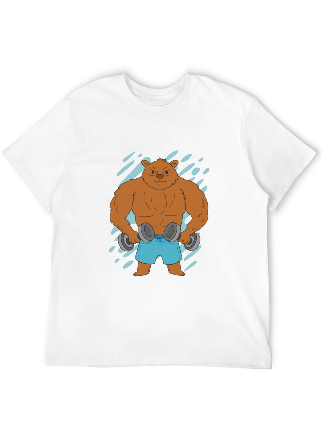 Workout Bear Graphic Tee - Black Cotton T-Shirt
