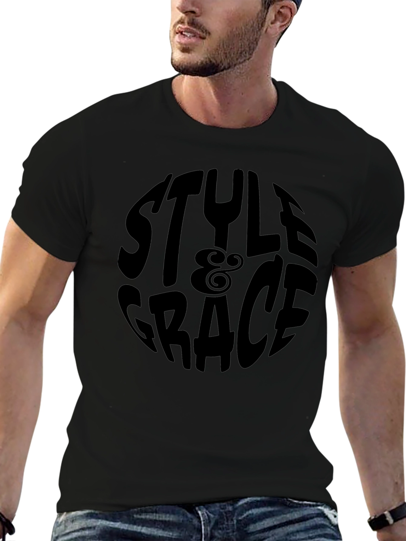 Style & Grace Black Graphic Tee