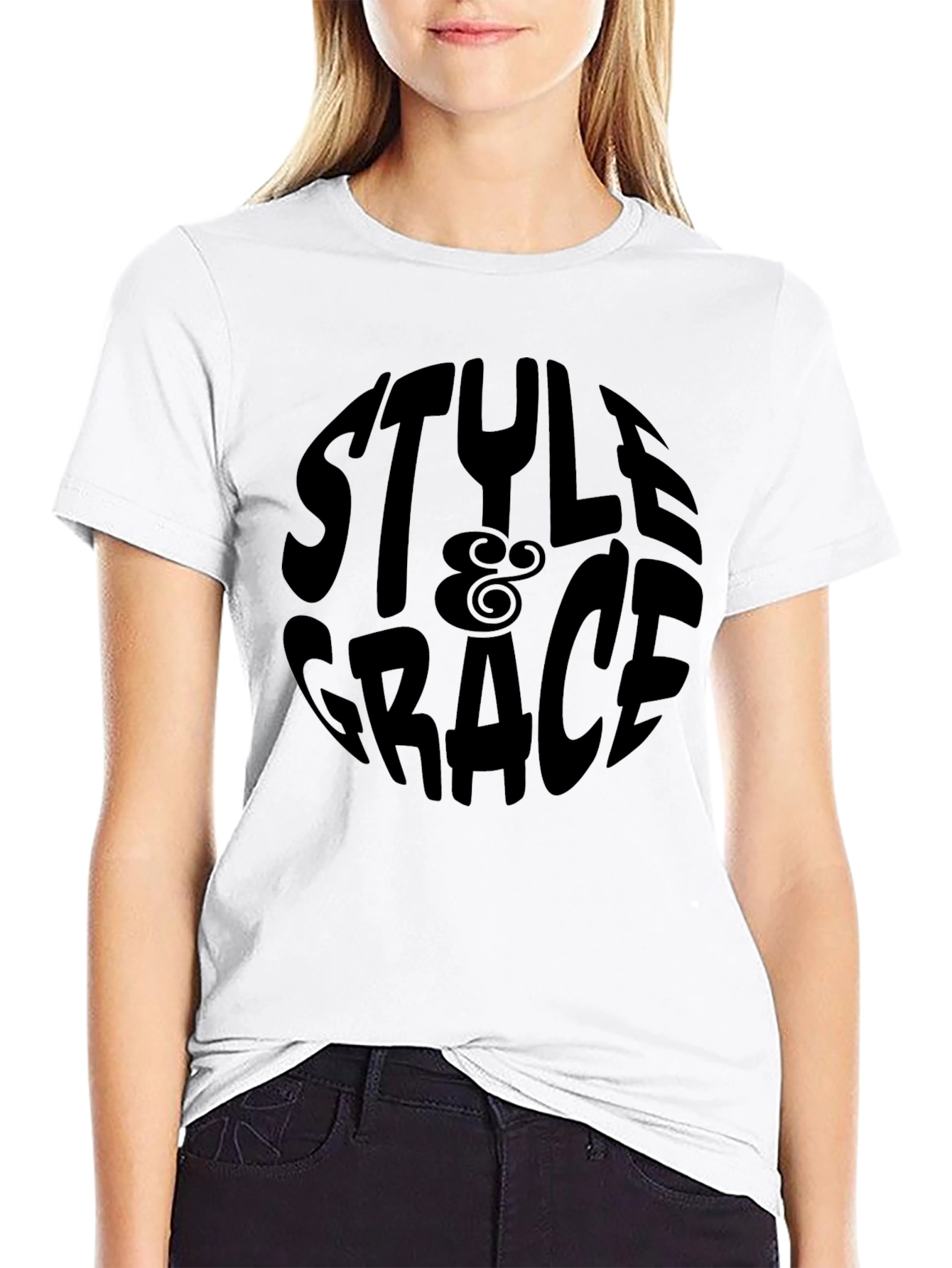 Style & Grace Black Graphic Tee
