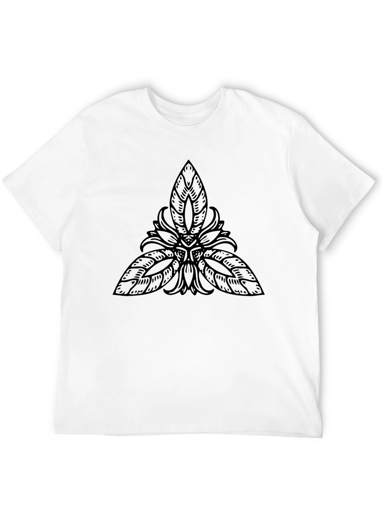 Black T-Shirt with Abstract Leaf Design