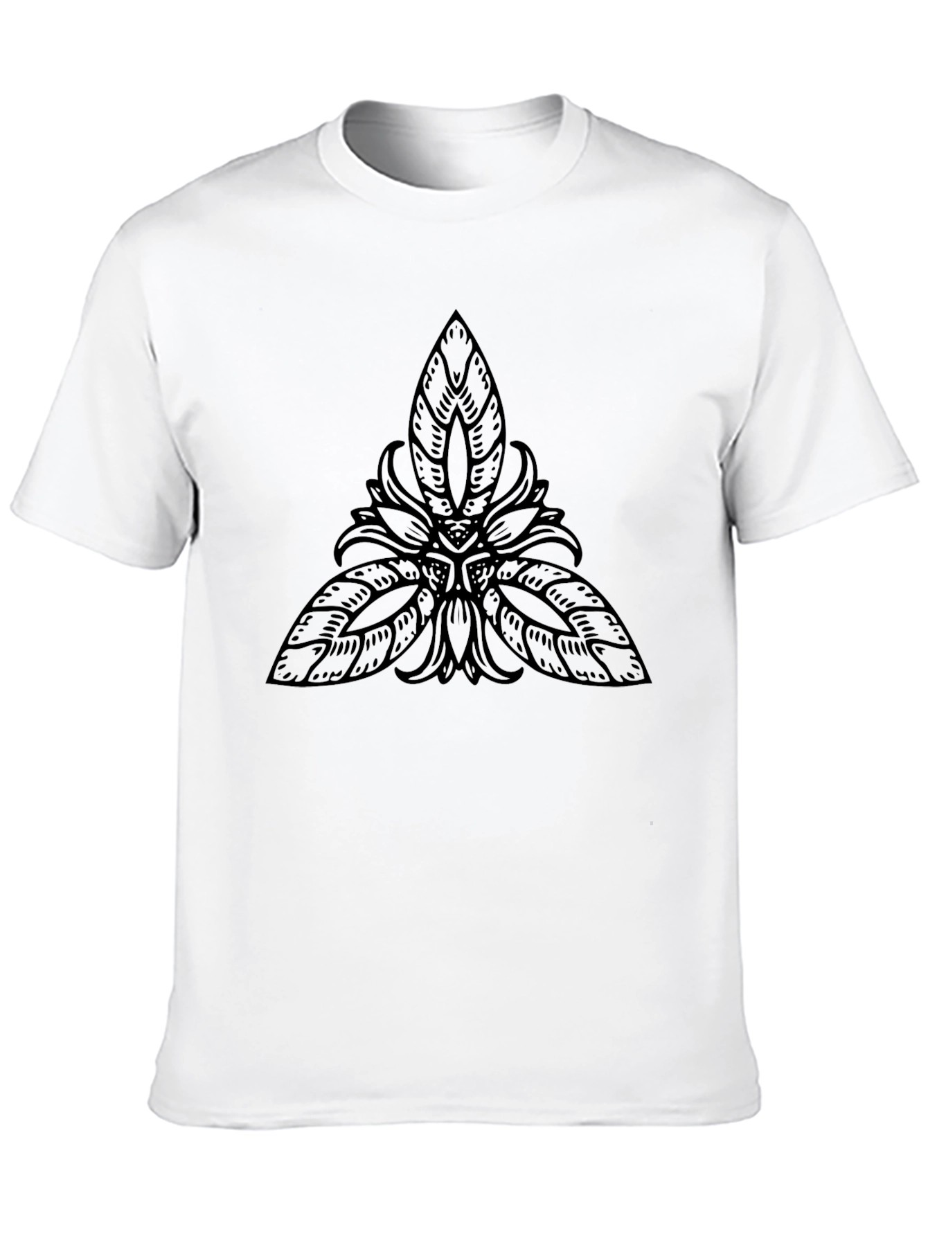 Black T-Shirt with Abstract Leaf Design