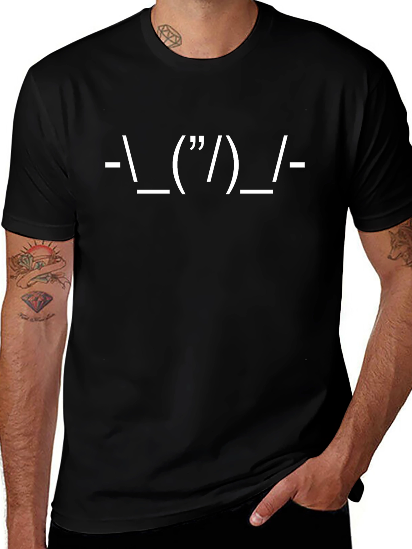 Shrug Emoji Tee - Black Cotton Casual T-Shirt