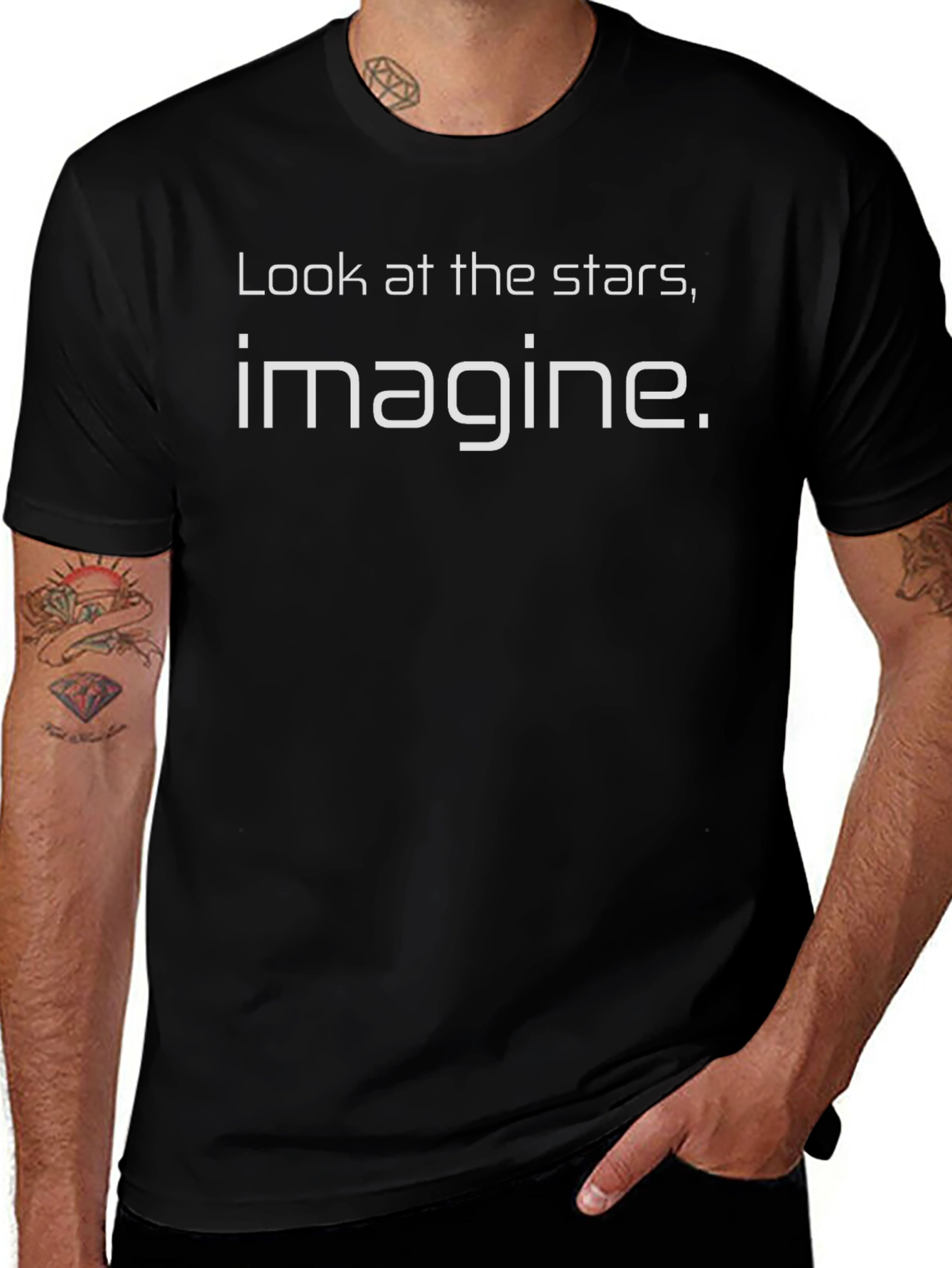 Imagine Stars Graphic Tee - Soft Black T-Shirt