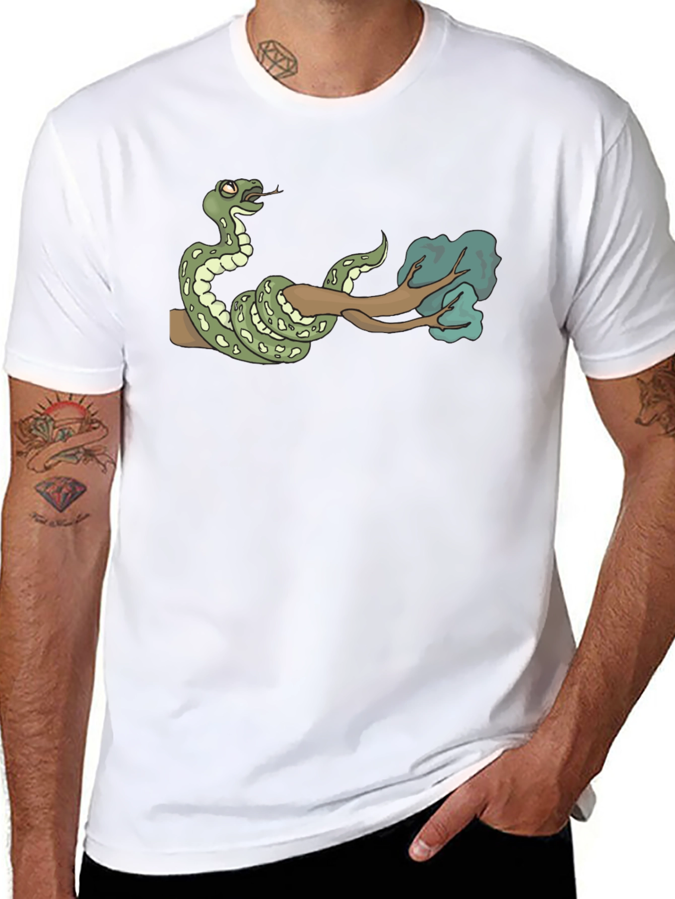 Snake On Branch Graphic T-Shirt - Cool Design!