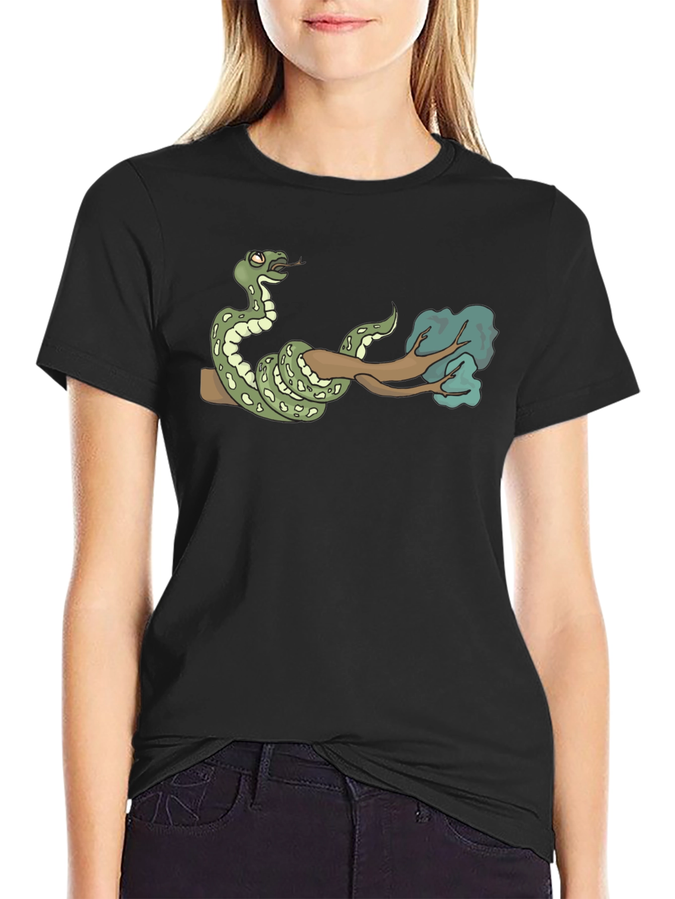 Snake On Branch Graphic T-Shirt - Cool Design!