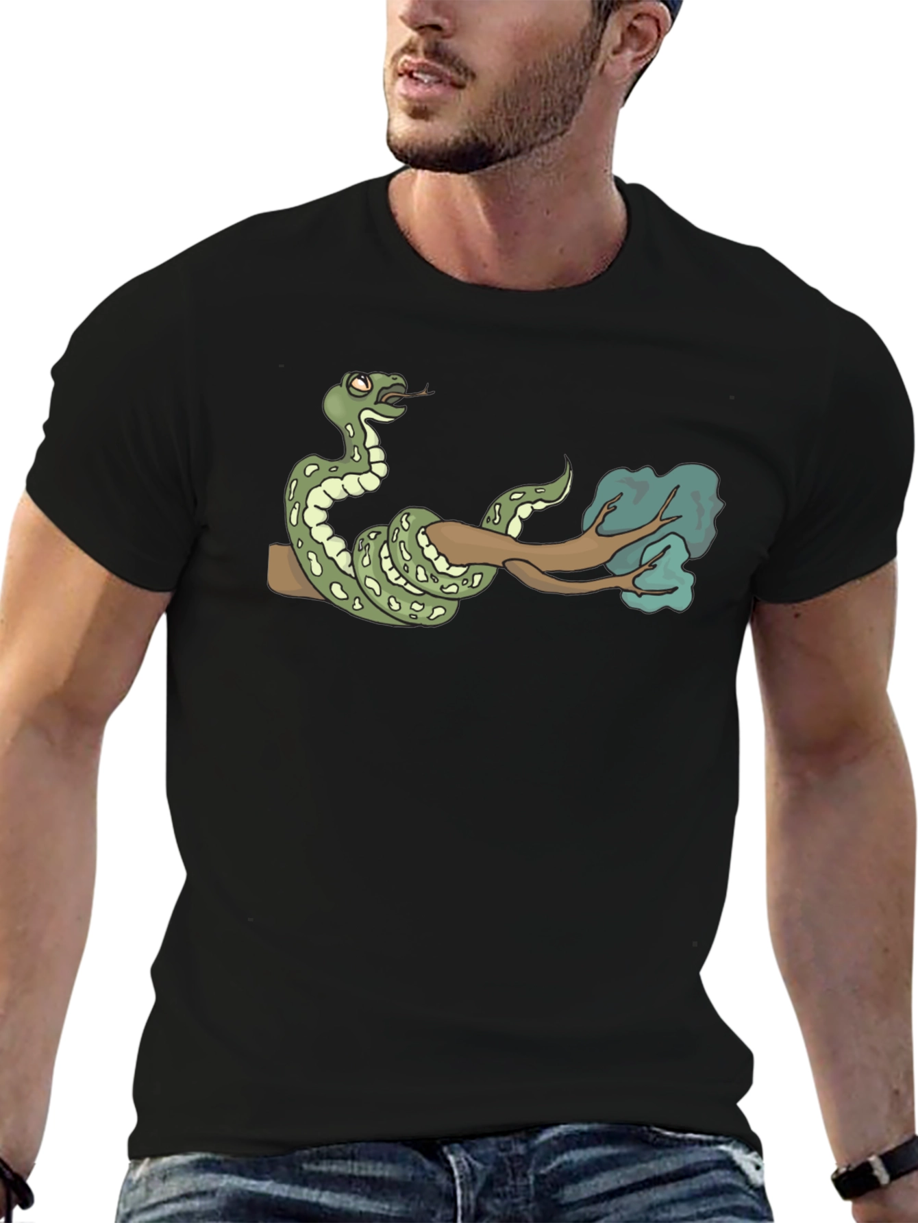 Snake On Branch Graphic T-Shirt - Cool Design!