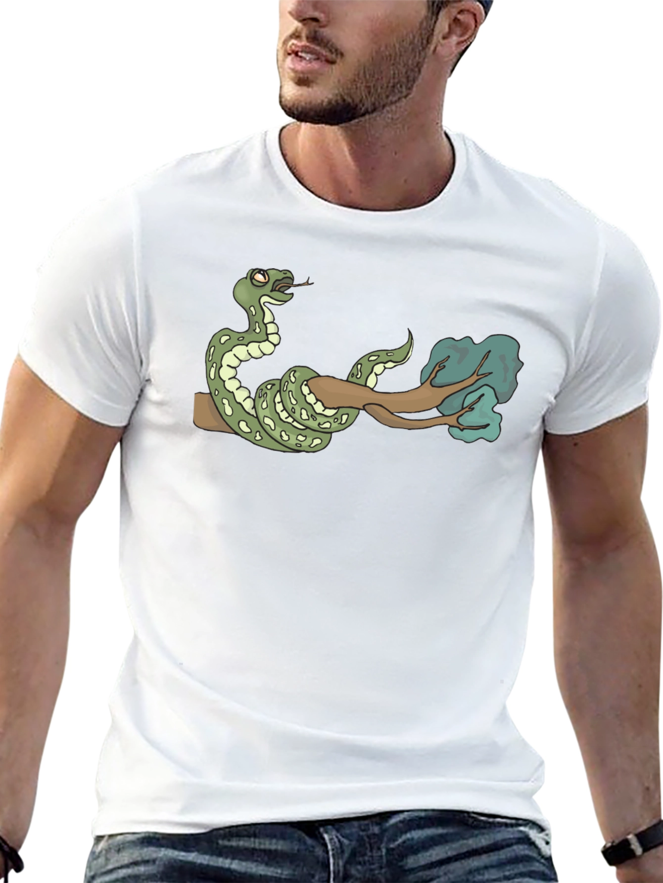 Snake On Branch Graphic T-Shirt - Cool Design!