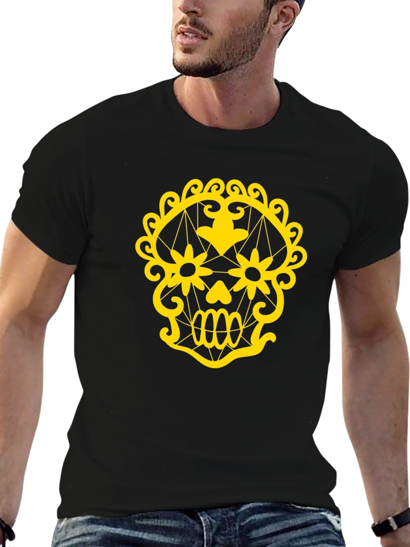 Skull Graphic Tee - Black Cotton T-Shirt