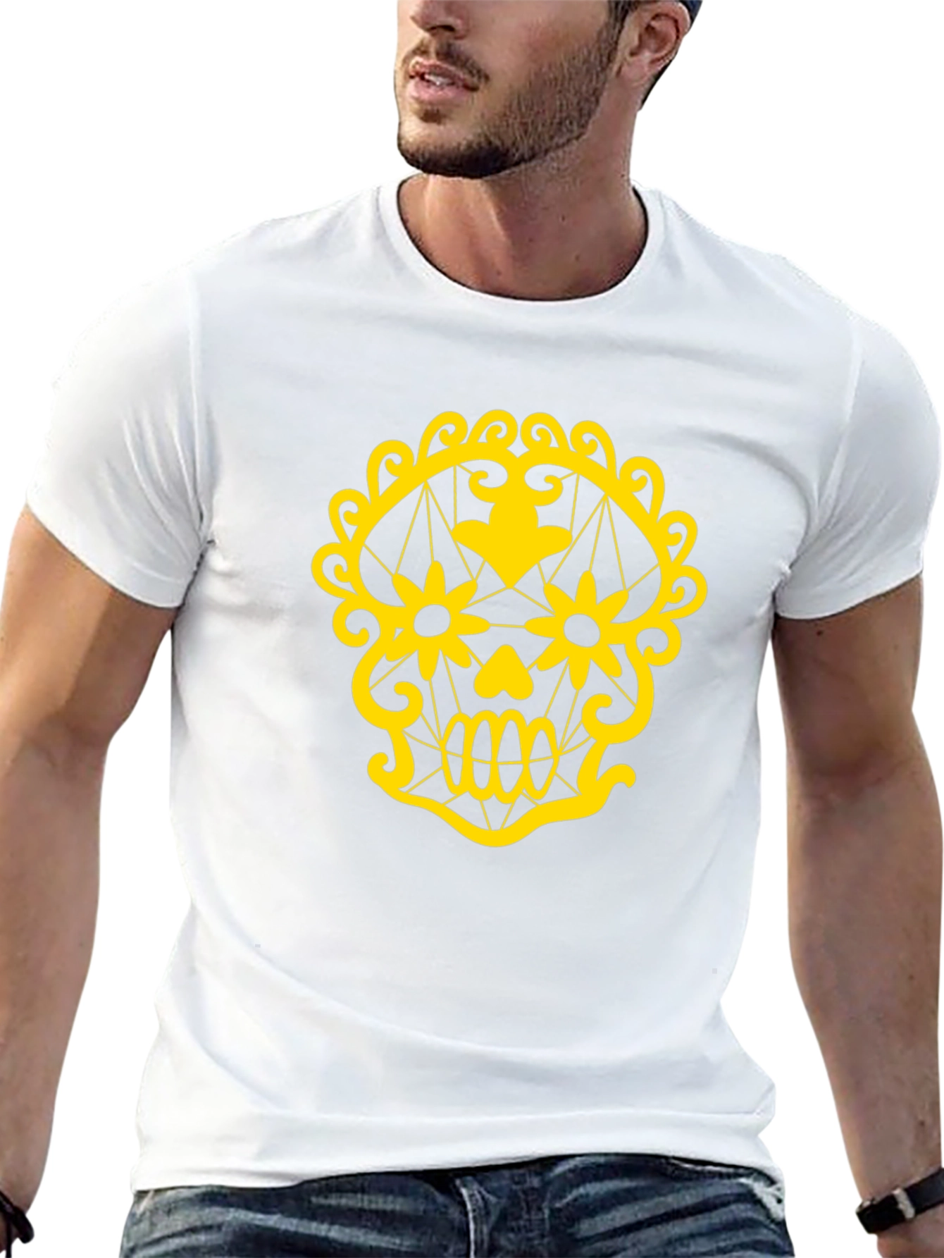 Skull Graphic Tee - Black Cotton T-Shirt