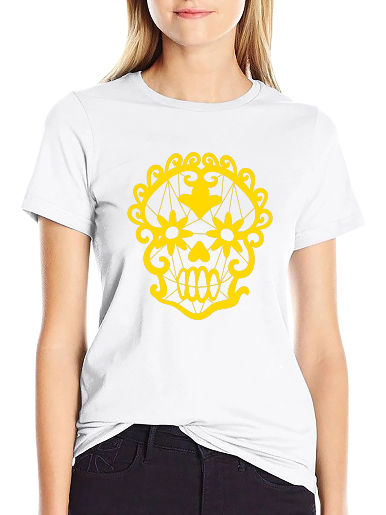 Skull Graphic Tee - Black Cotton T-Shirt
