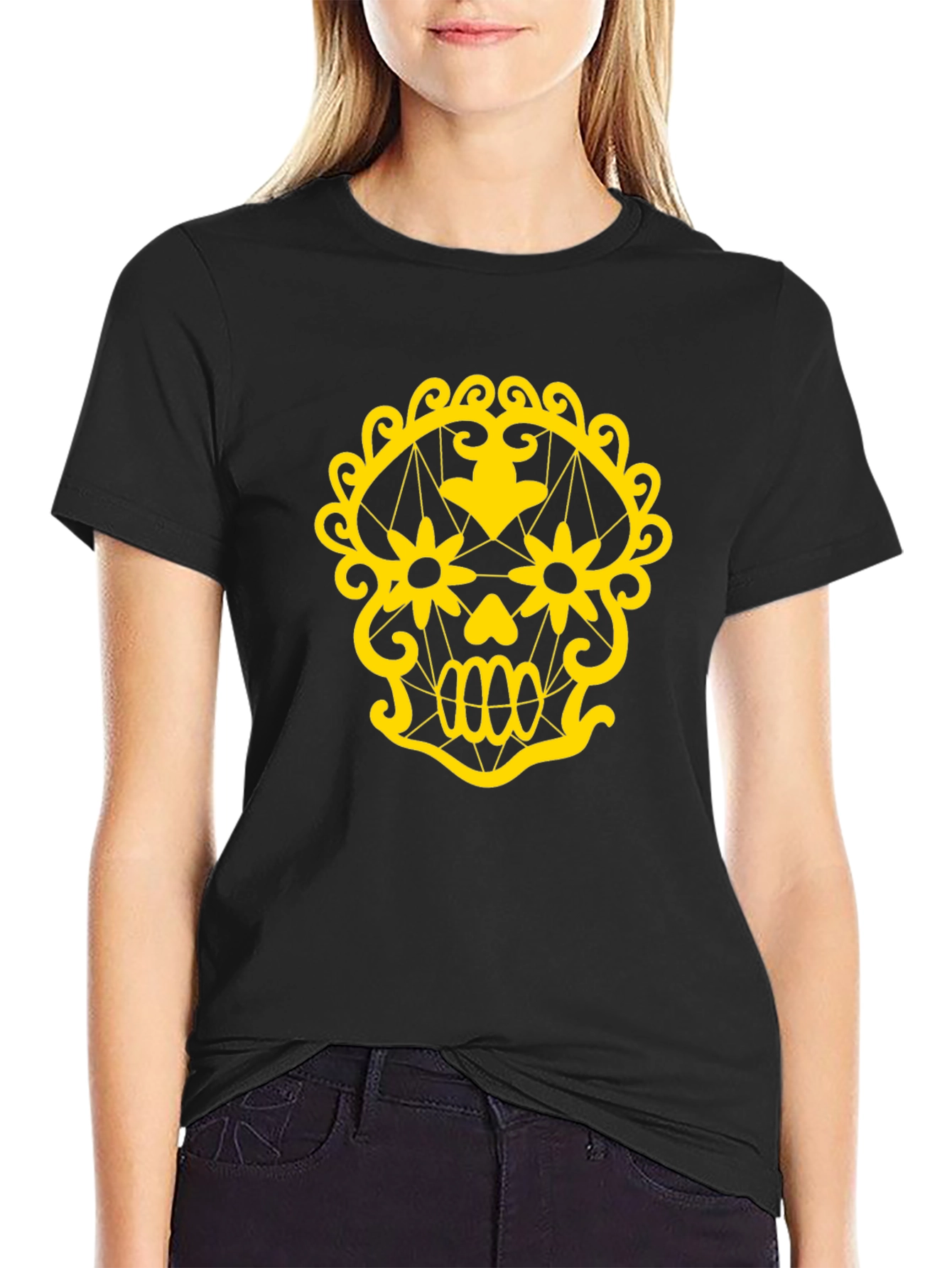 Skull Graphic Tee - Black Cotton T-Shirt