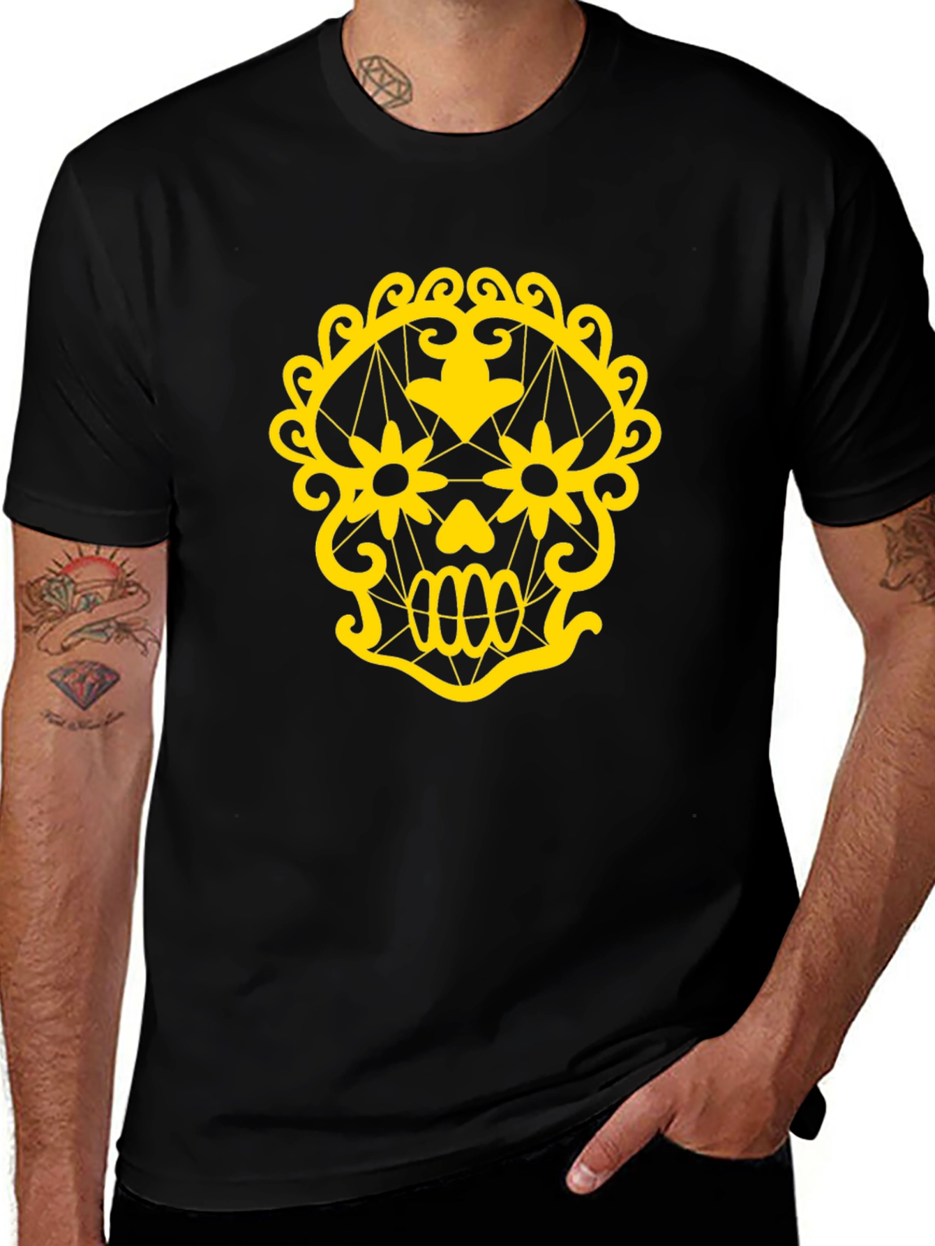 Skull Graphic Tee - Black Cotton T-Shirt