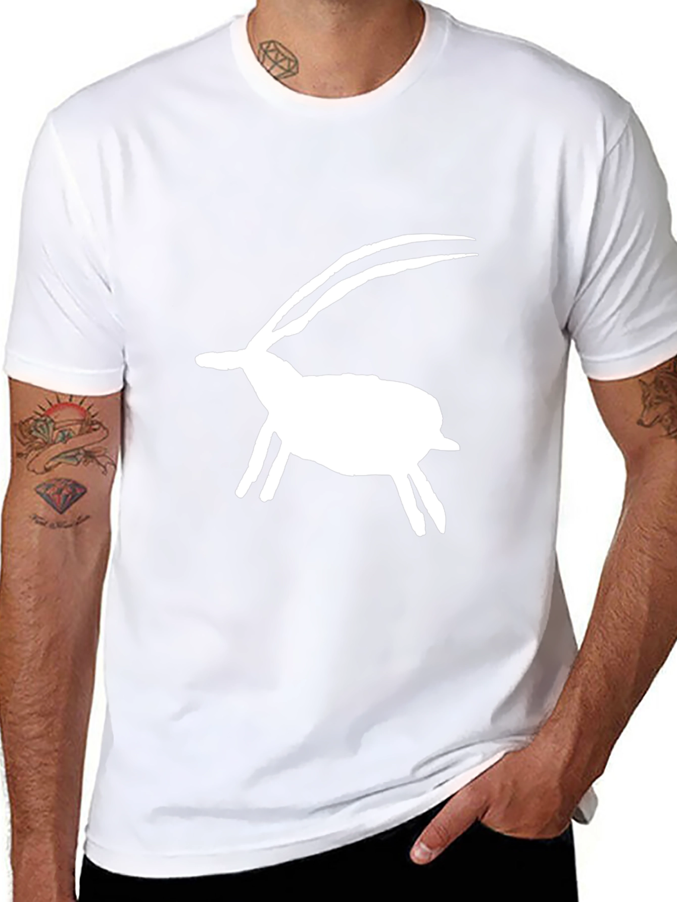 Black Tee with White Gazelle Graphic