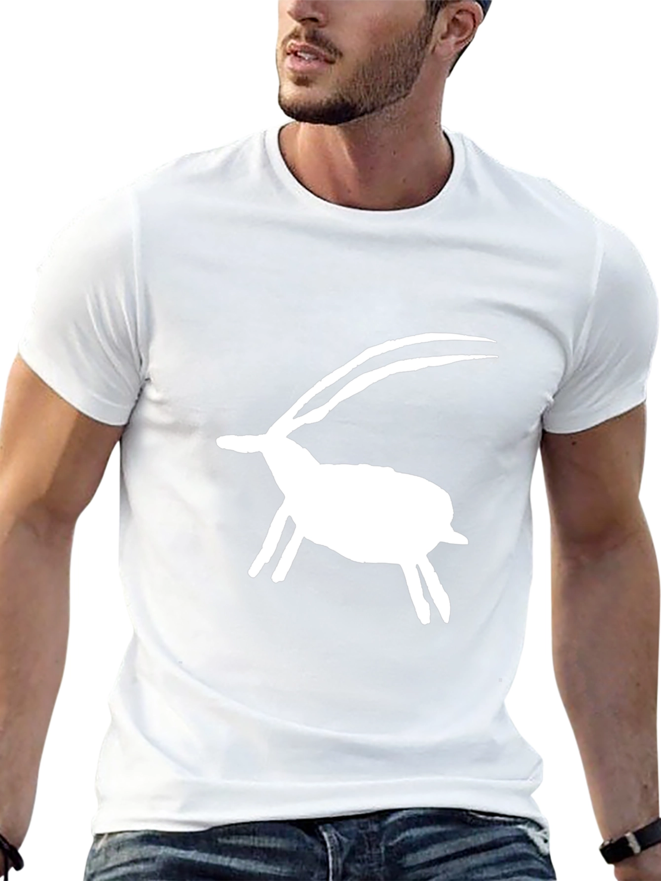 Black Tee with White Gazelle Graphic