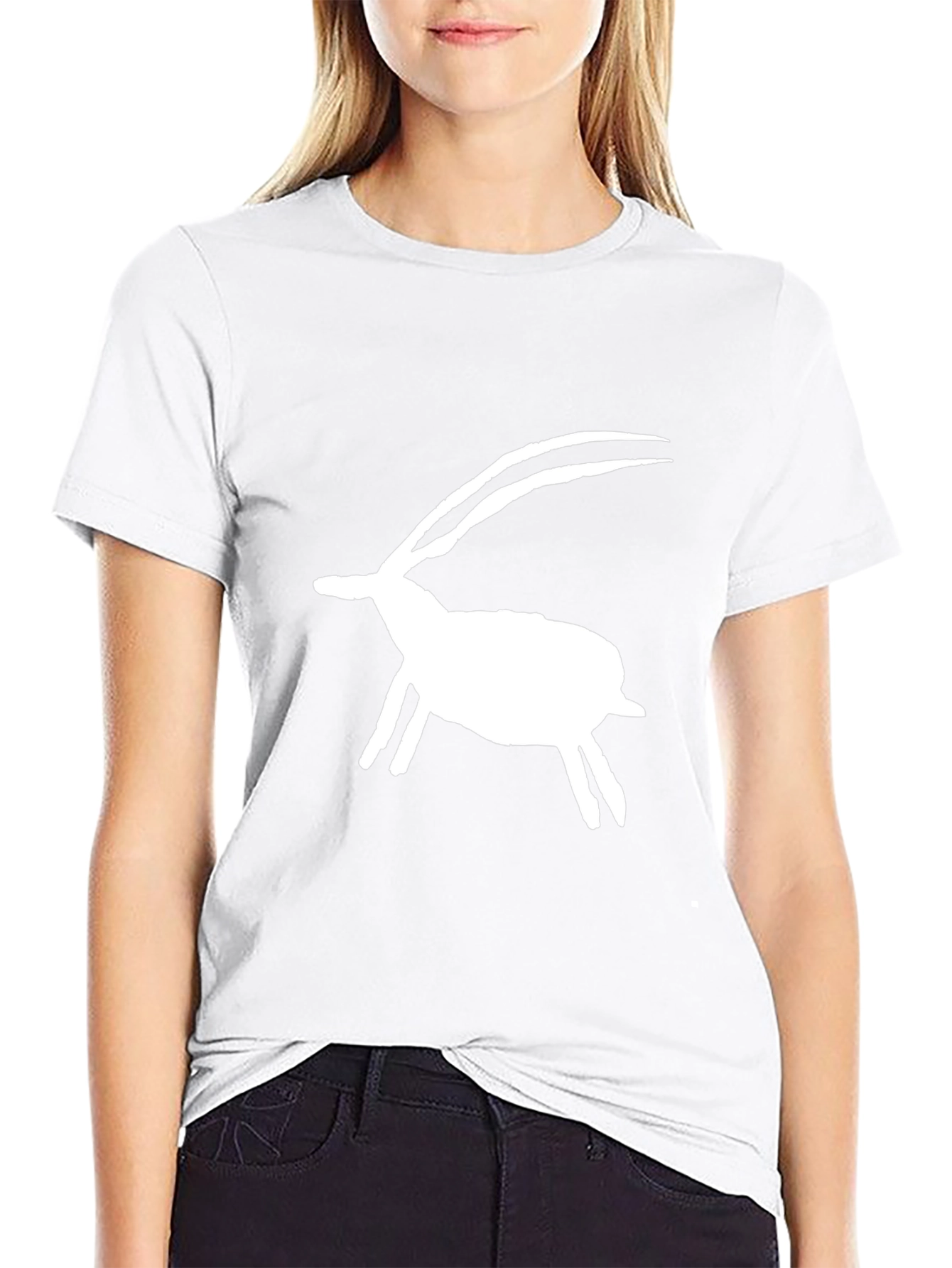 Black Tee with White Gazelle Graphic