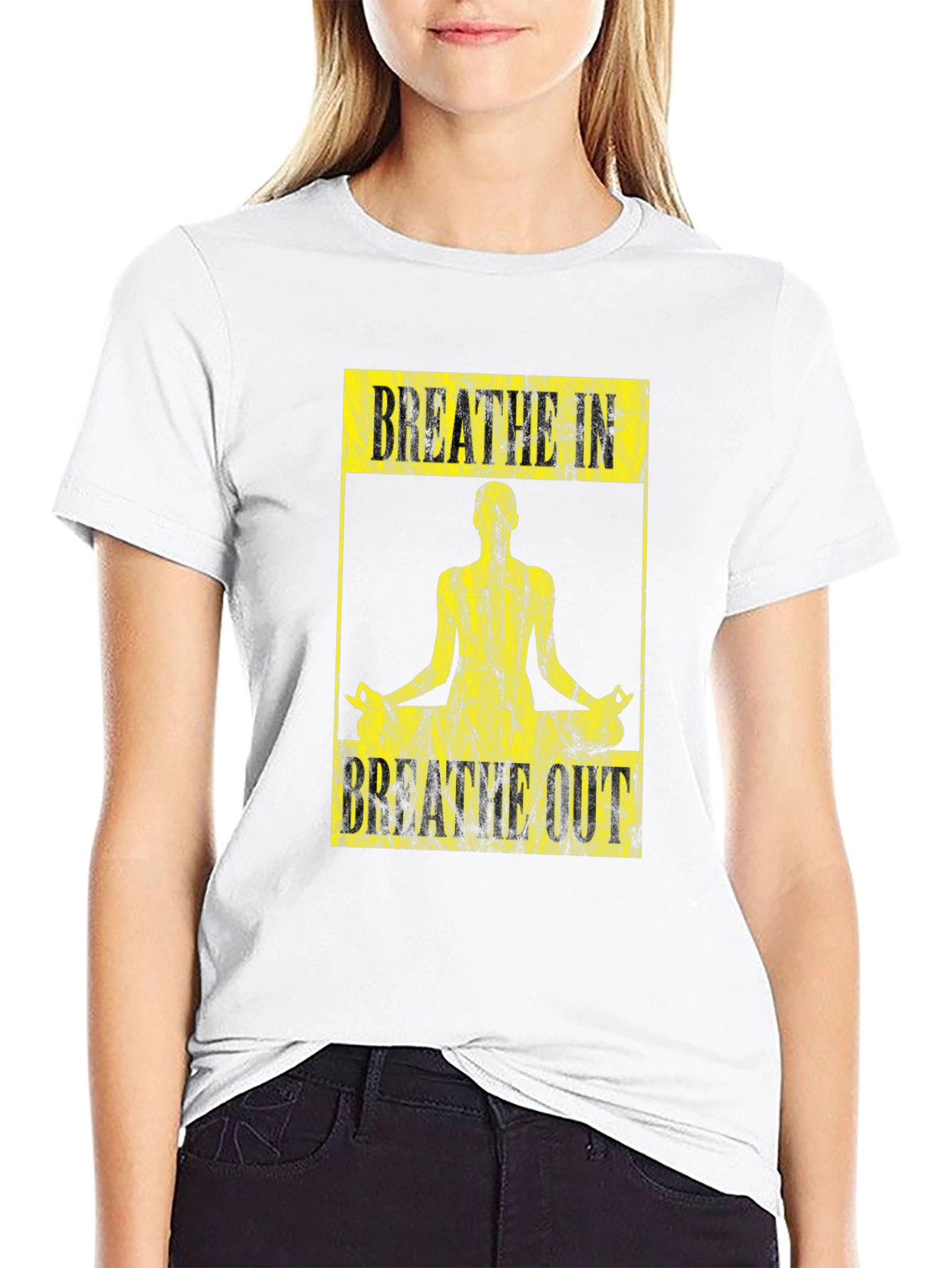 Breathe In Breathe Out Yoga Black T-Shirt