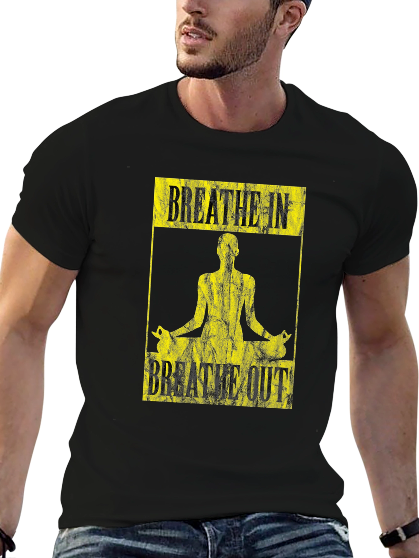 Breathe In Breathe Out Yoga Black T-Shirt