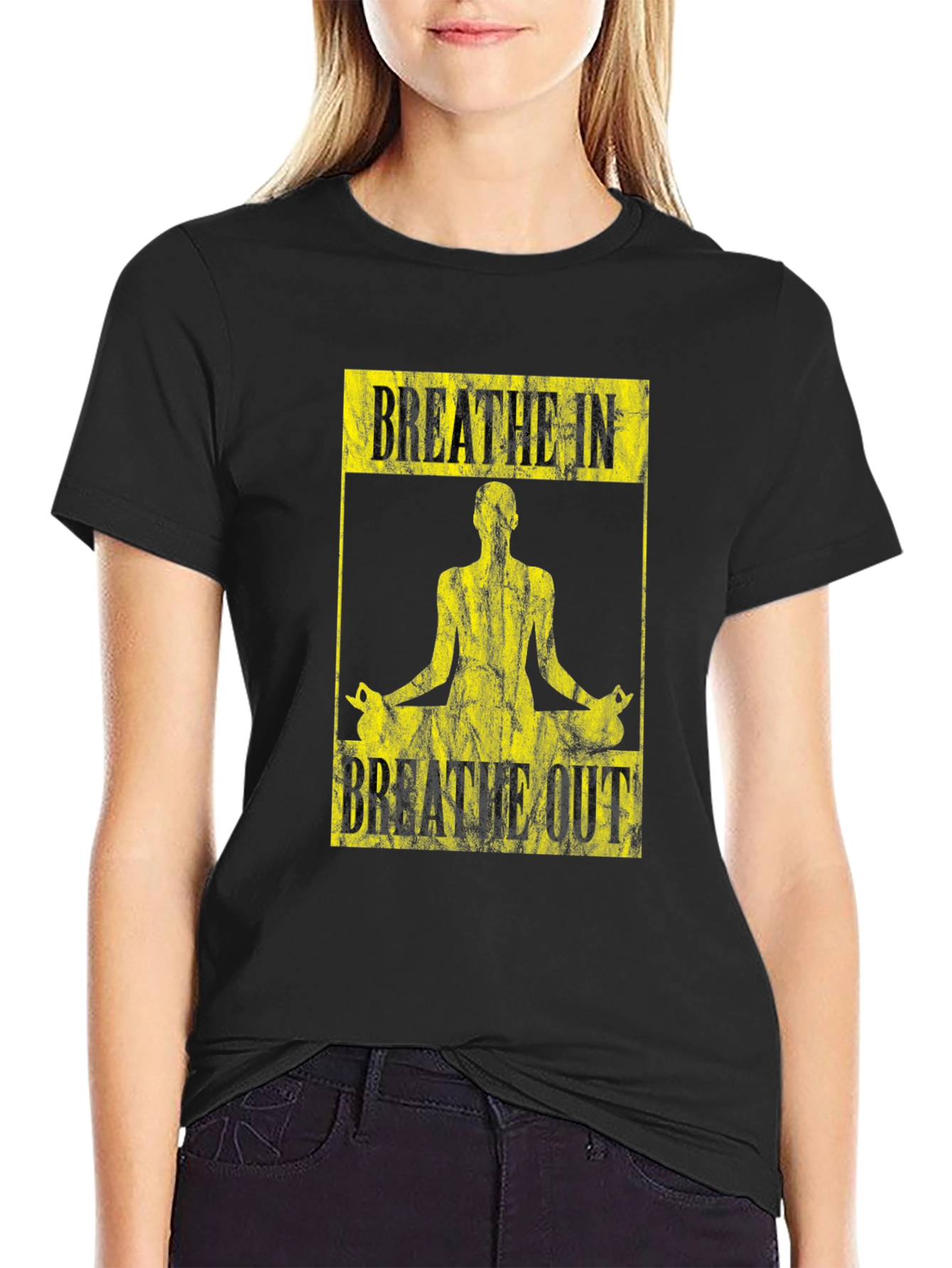 Breathe In Breathe Out Yoga Black T-Shirt