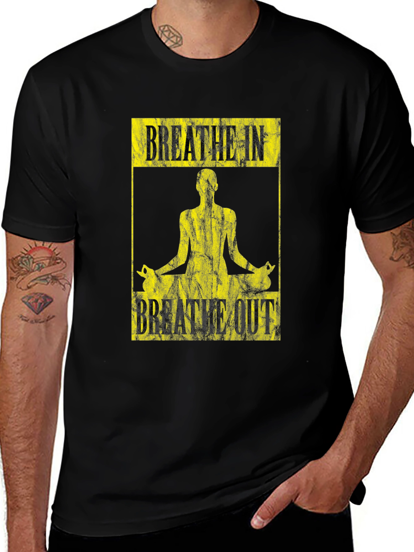 Breathe In Breathe Out Yoga Black T-Shirt