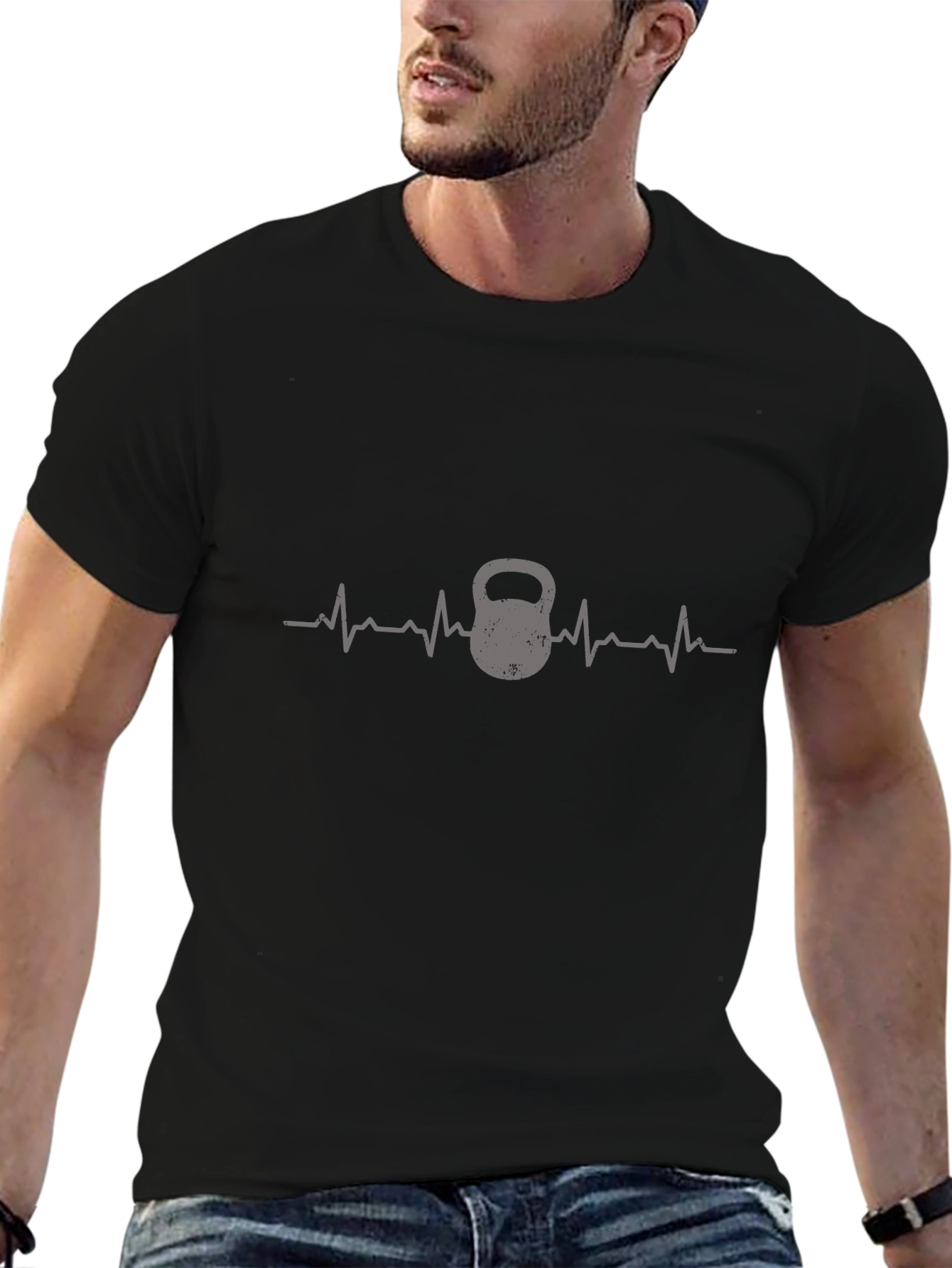 Kettlebell Heartbeat T-Shirt - Fitness Gym Workout Tee