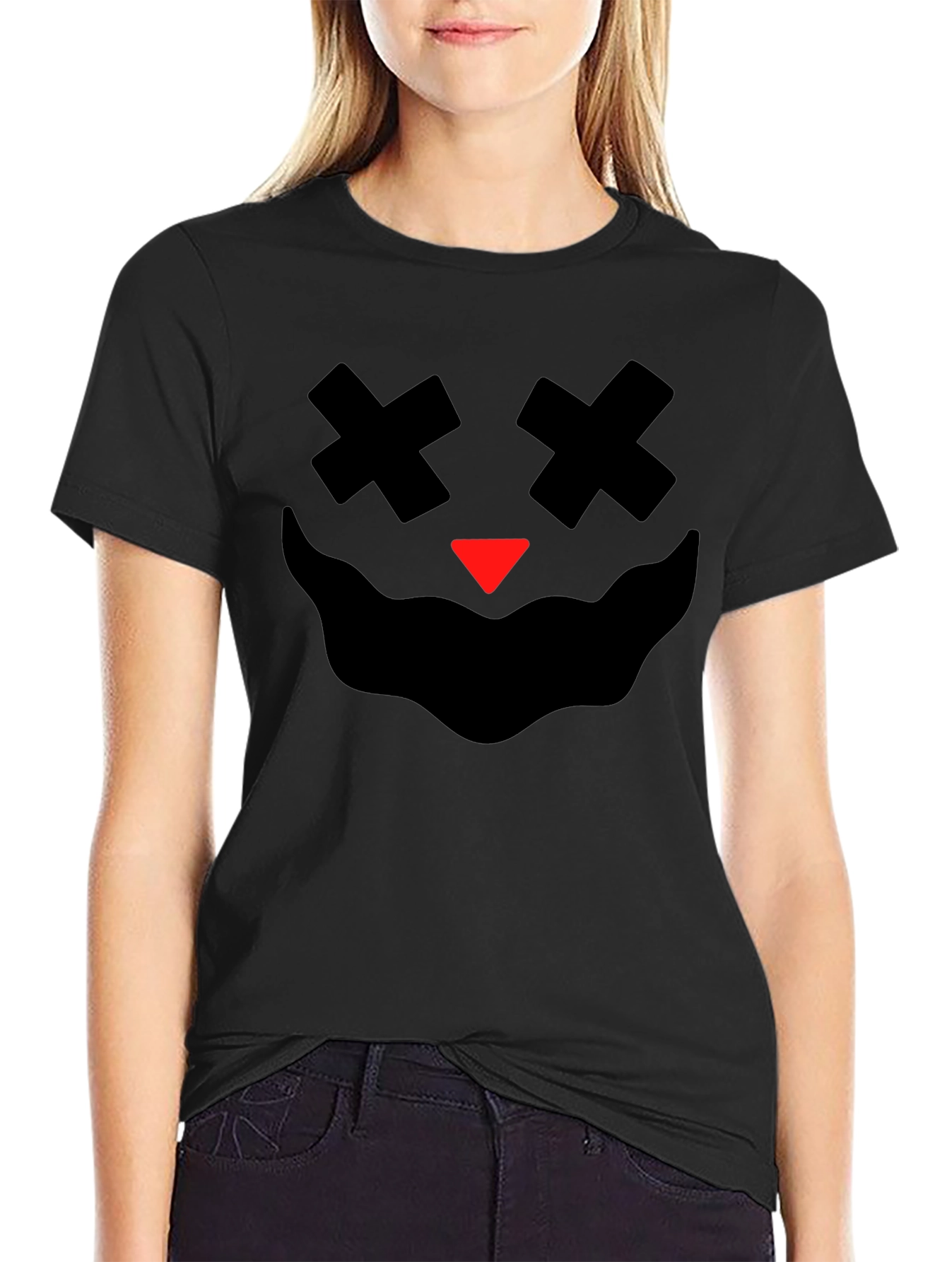 Spooky Face Graphic Tee - Black