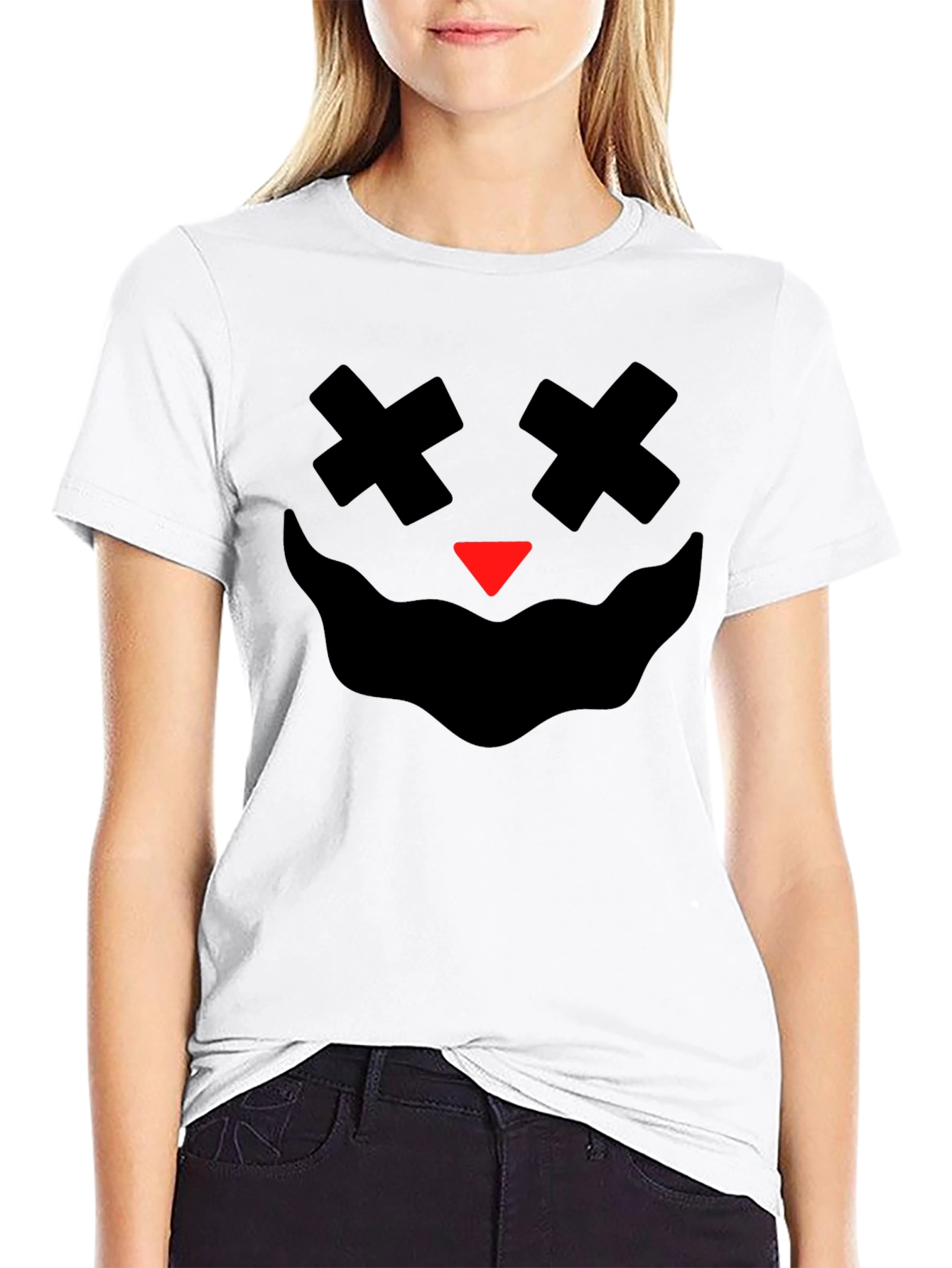Spooky Face Graphic Tee - Black