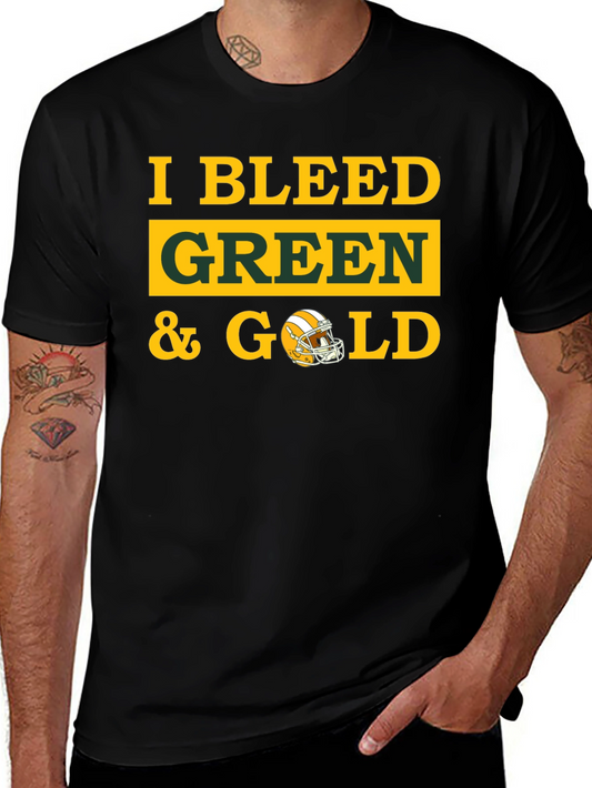 I Bleed Green & Gold T-Shirt - Football Fan Apparel