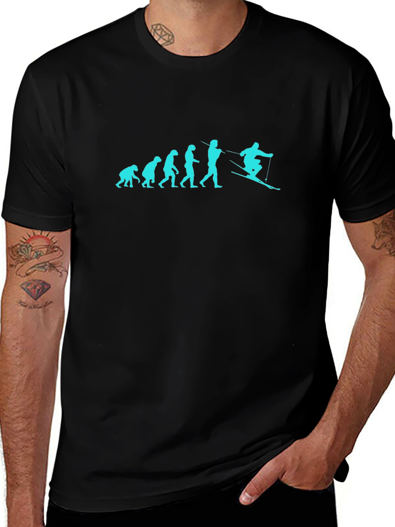 Evolution of Skiing T-Shirt - Black