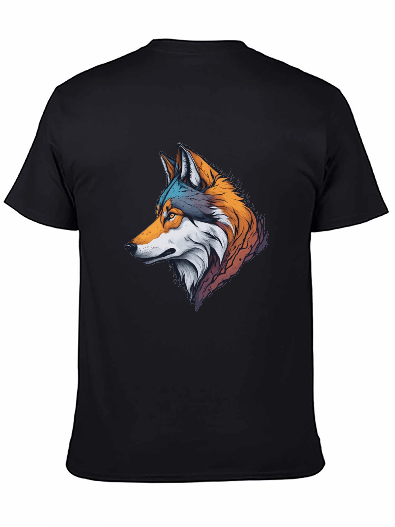 Stylish Wolf Graphic Black T-Shirt