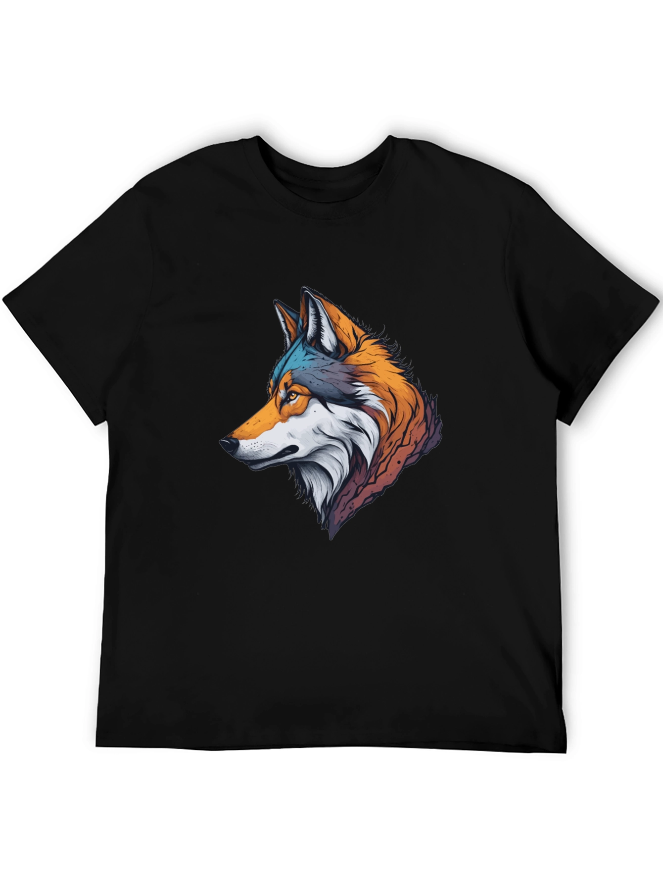 Stylish Wolf Graphic Black T-Shirt